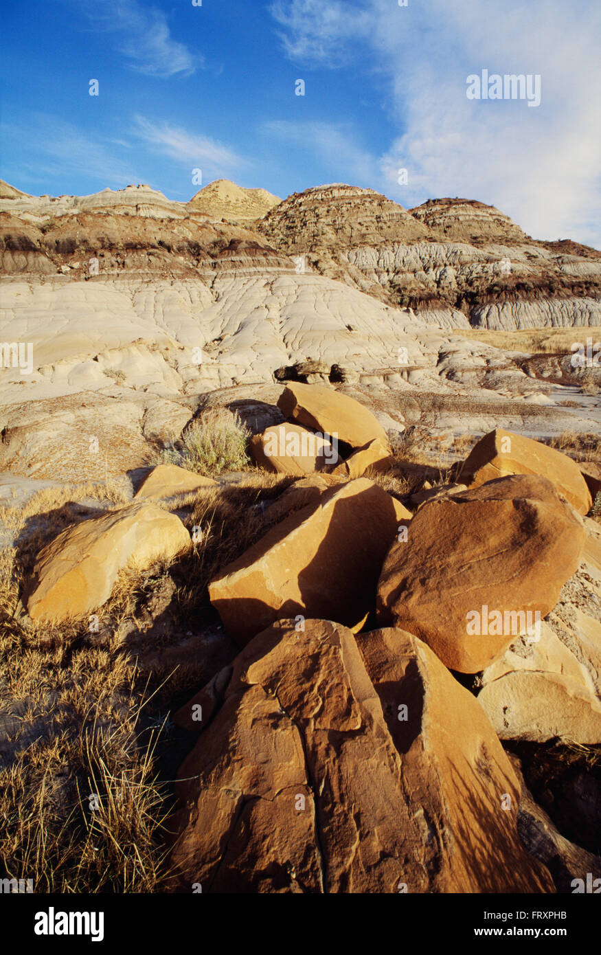 Le rocce in Badlands, Red Deer River Valley vicino a Drumheller, Alberta, Canada Foto Stock