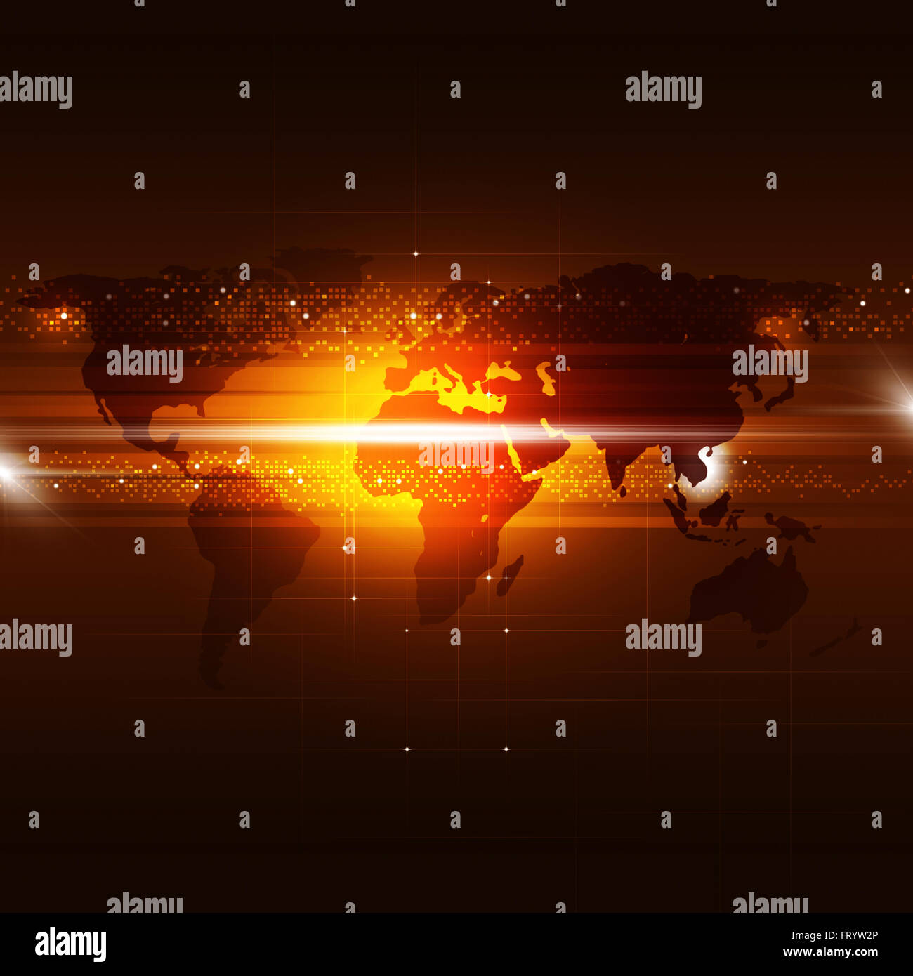 Abstract global business concetto di comunicazione con tecnologia a sfondo rosso Foto Stock