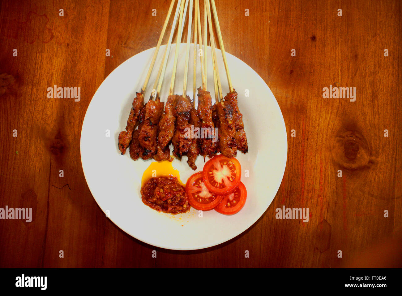 La carne di maiale satay, grigliate di carne di maiale con deliziosa ricetta da Bali, Indonesia Foto Stock