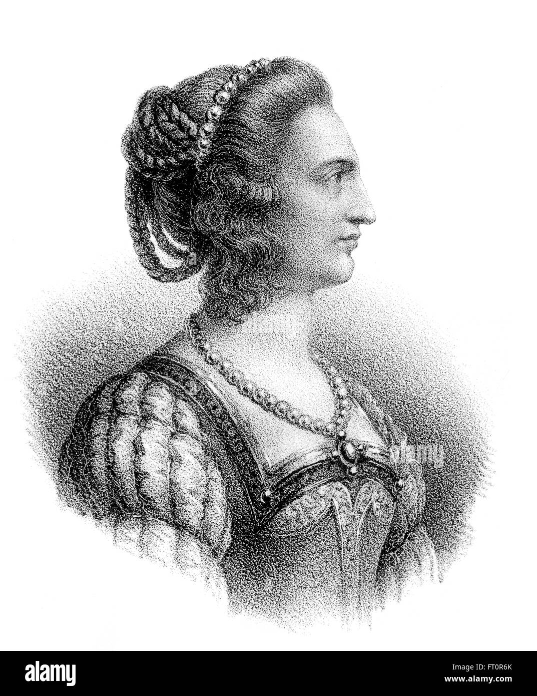 Bilichild o Bilichildis, Bilichilde, Blithilde, la moglie del re frankish di Neustria e Borgogna Childeric II Foto Stock