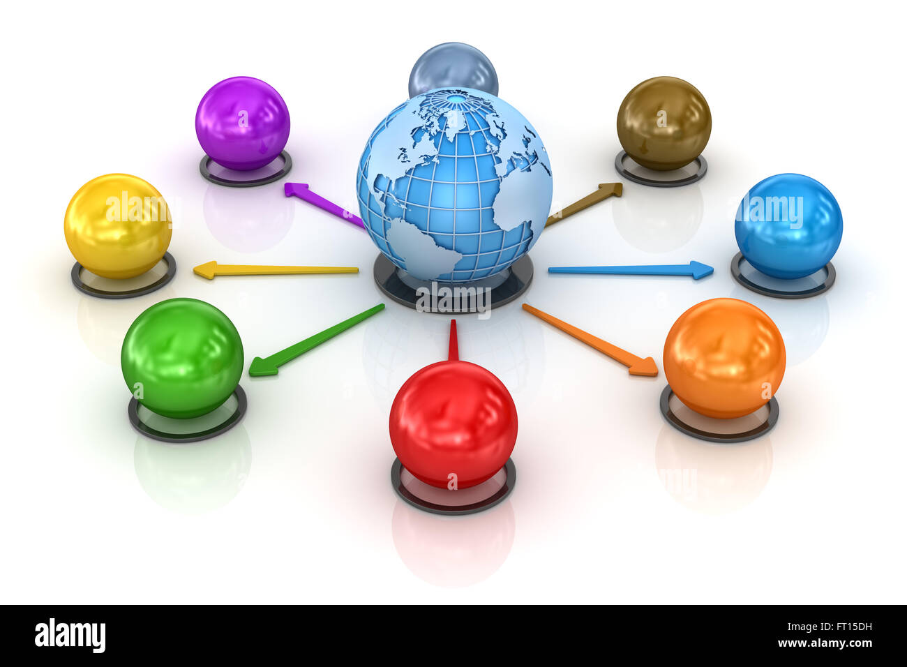 Blue Globe e sfera colorata , questo è un computer generato e rendering 3d'immagine. Foto Stock Blue Globe e sfera colorata , questo è un computer generato e rendering 3d'immagine. Foto Stock