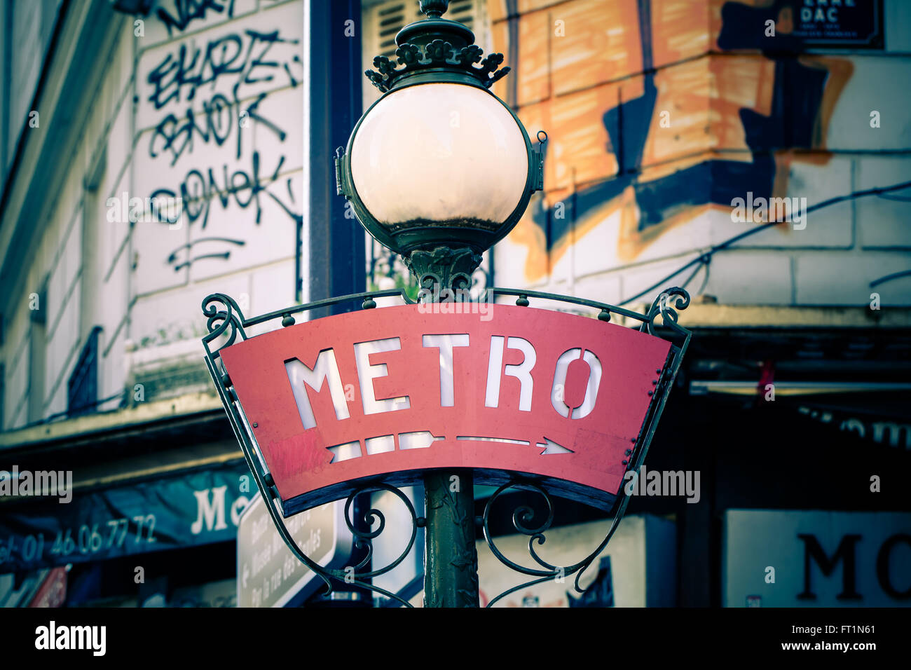 Metropolitana metropolitana parigina segno Foto Stock
