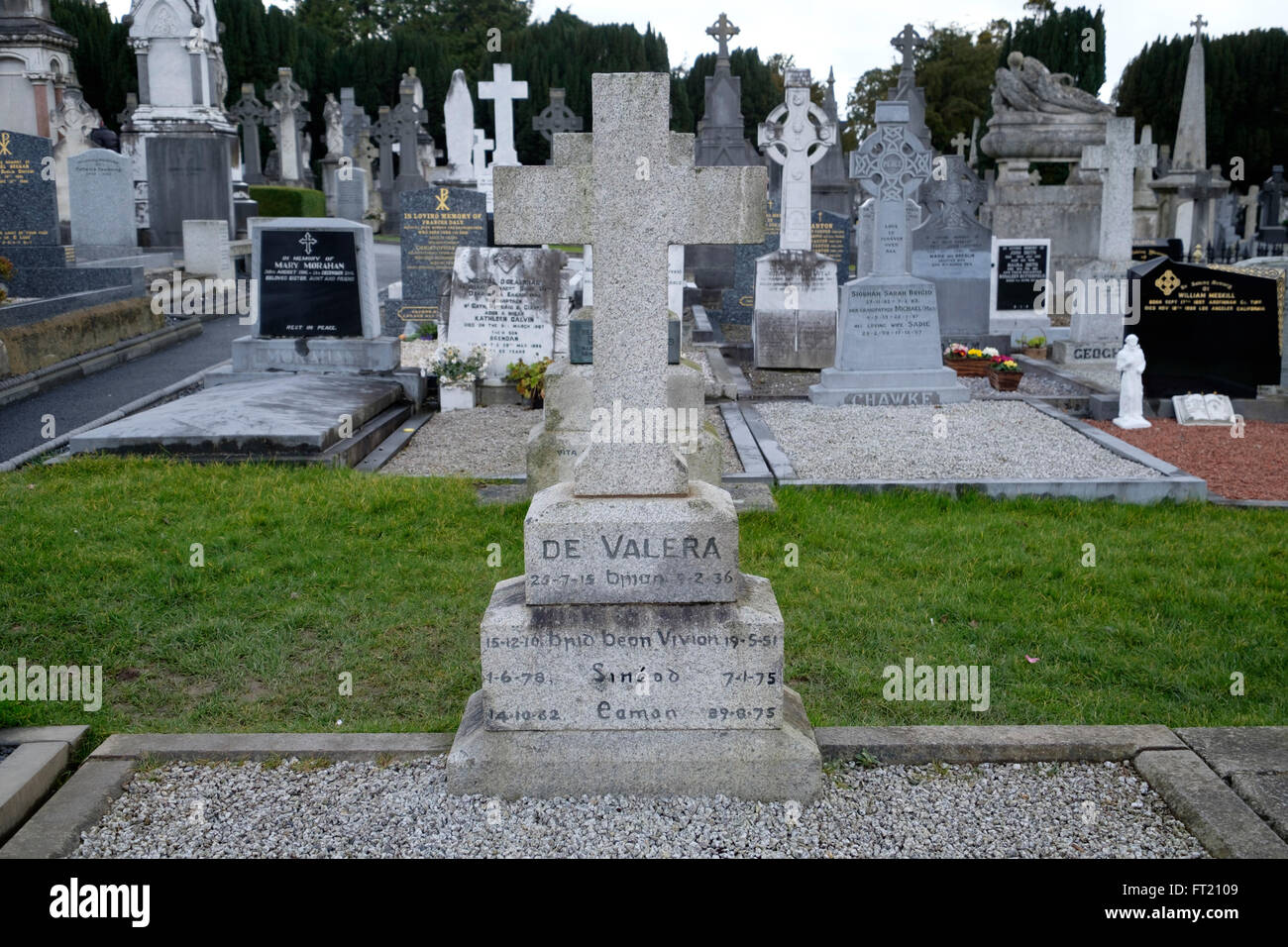 Éamon De Valera tomba presso il cimitero di Glasnevin a Dublino, Irlanda, Europa Foto Stock