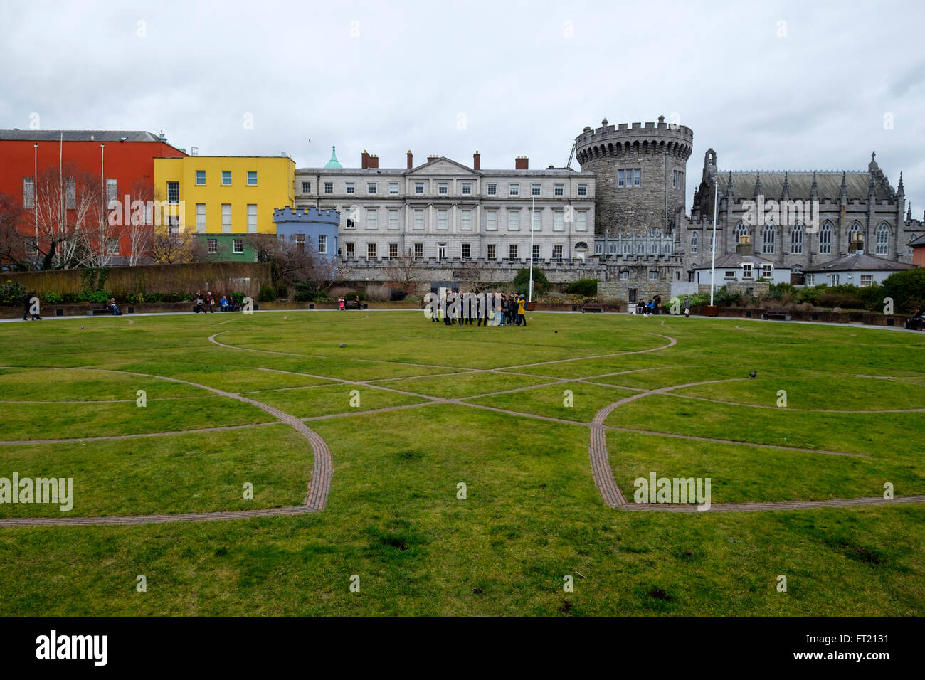Il Dubh Linn giardini presso il Castello di Dublino, Dublino Repubblica di Irlanda, Europa Foto Stock
