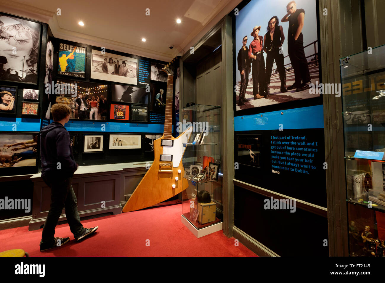 U2: fatta a Dublino mostra presso il piccolo museo di Dublino Repubblica di Irlanda, Europa Foto Stock