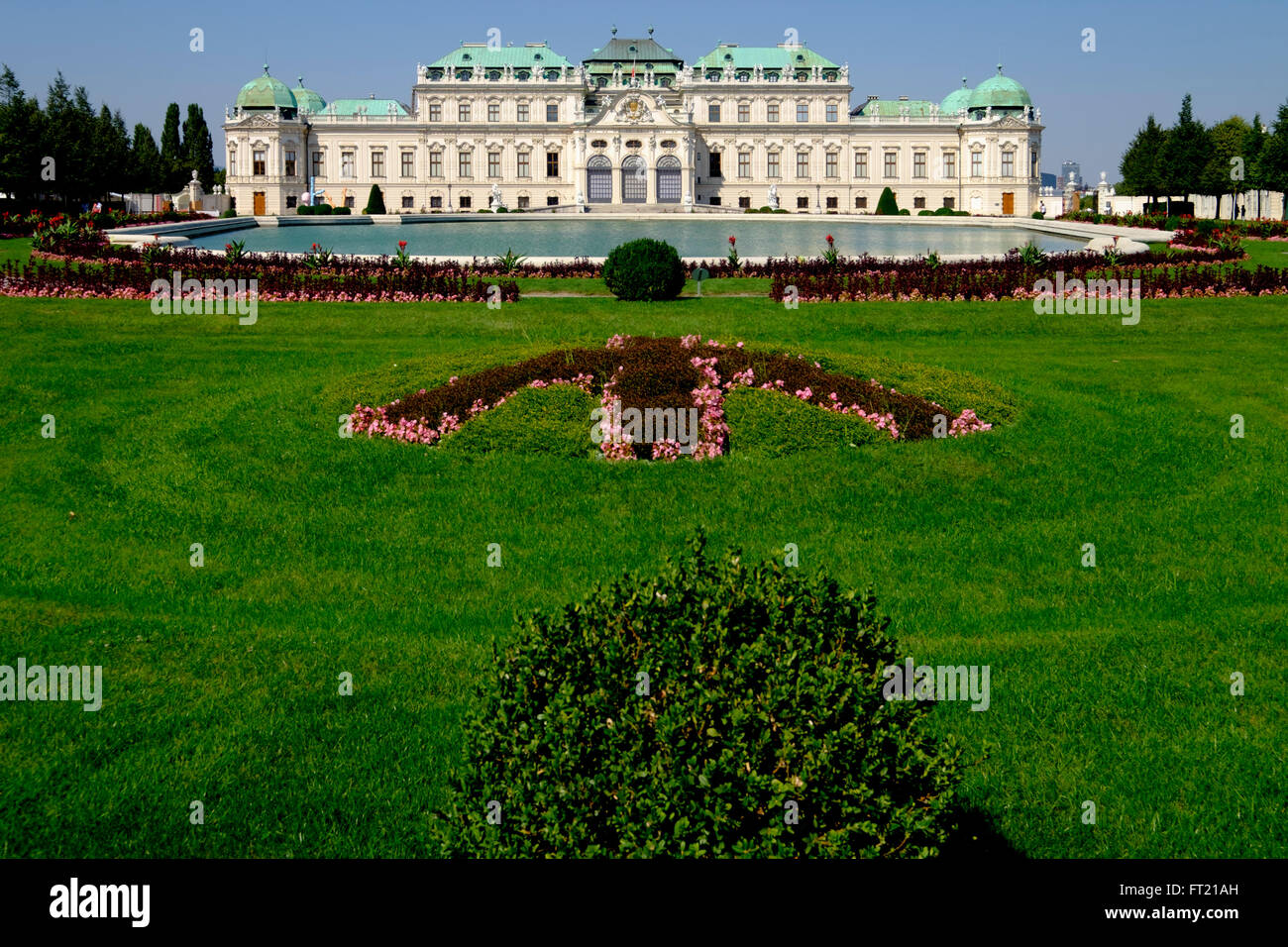 La parte superiore del Palazzo Belvedere di Vienna in Austria, Europa Foto Stock