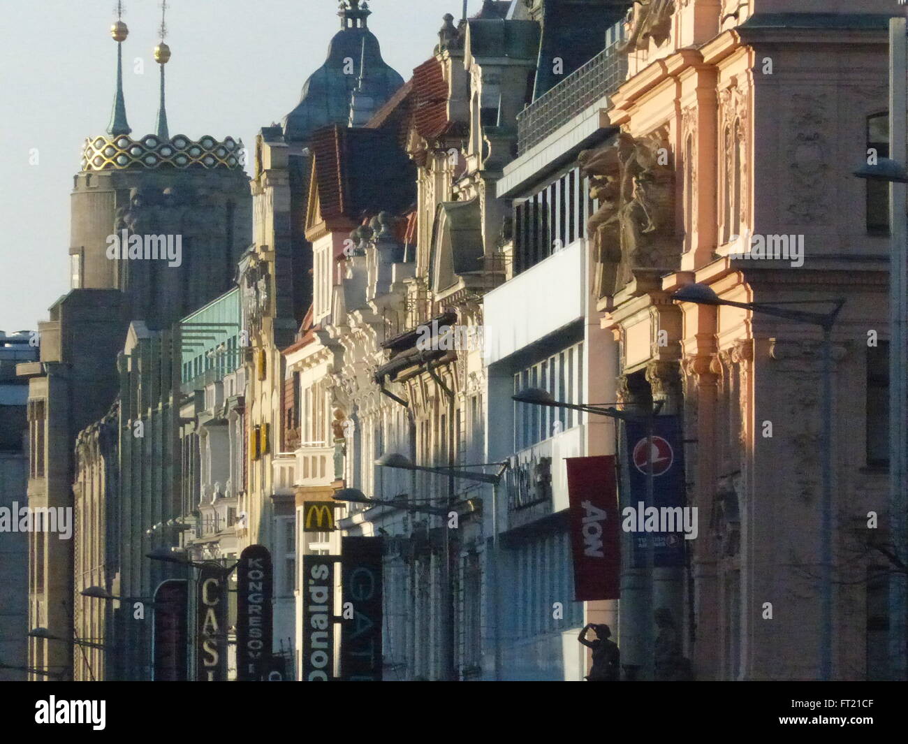 Praga, Alberghi sulla piazza Wencelslas Foto Stock