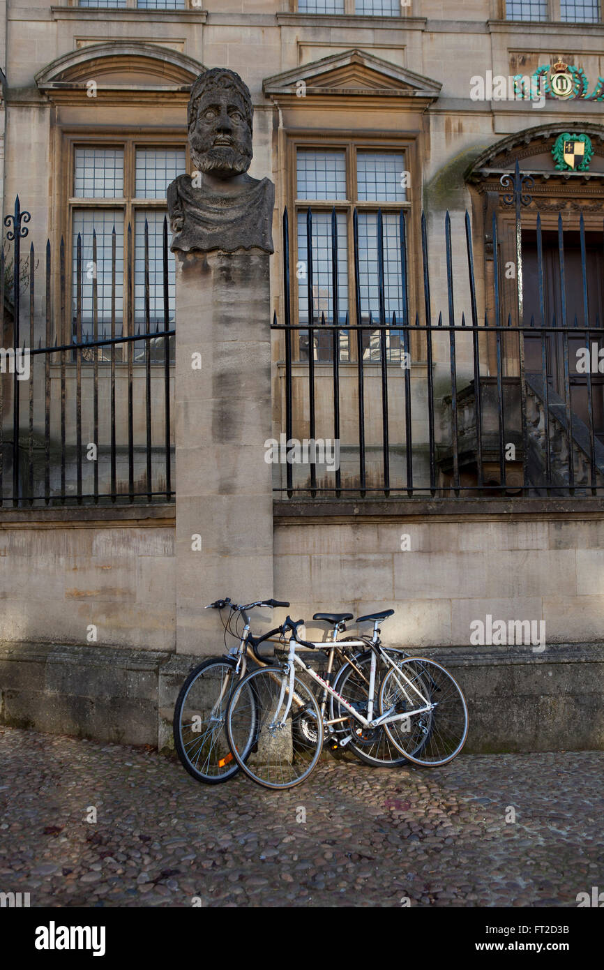 Il Sheldonian Theatre Oxford nel tardo autunno la luce del sole. Foto Stock