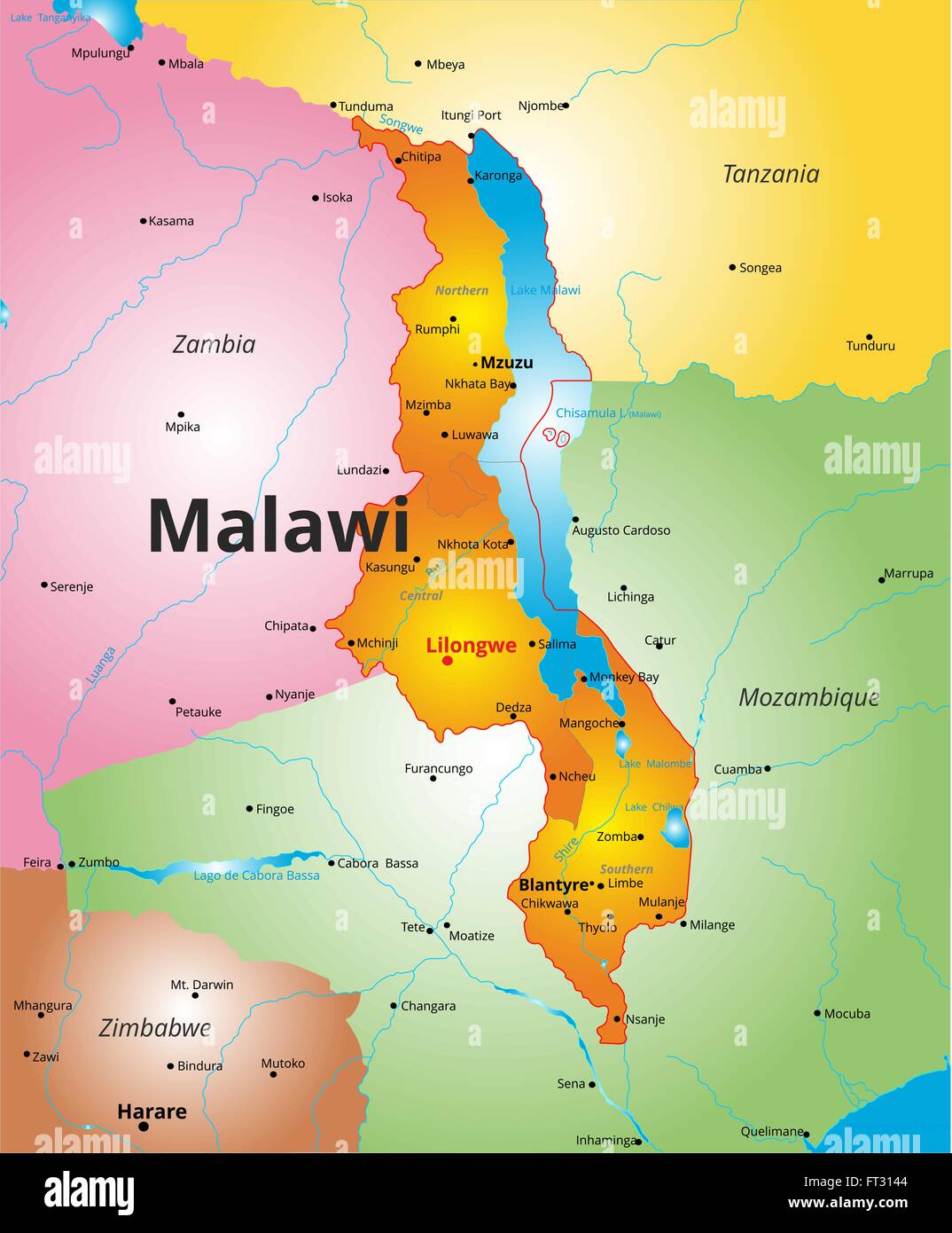 mappa-a-colori-del-malawi-paese-immagine-e-vettoriale-alamy