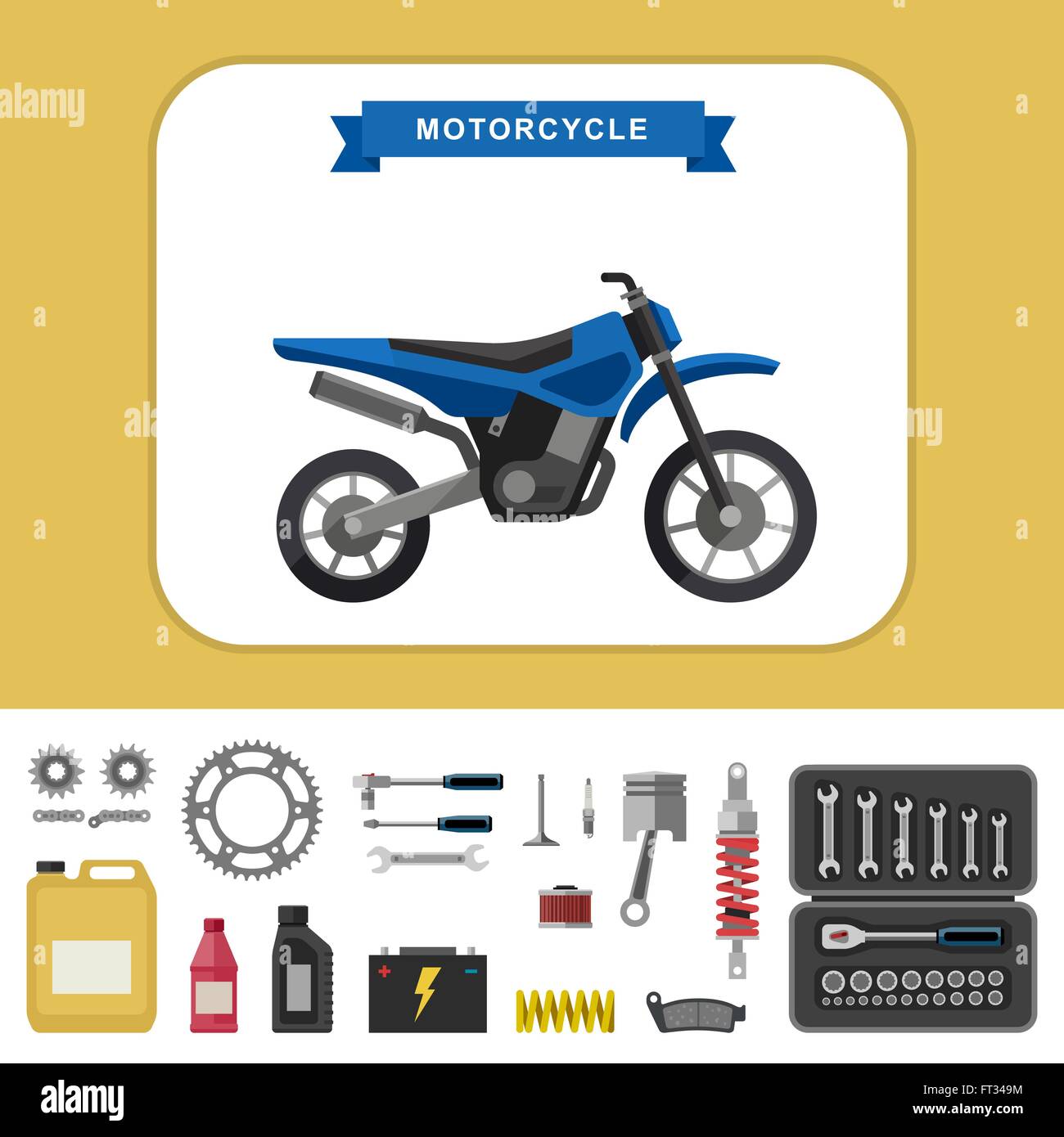 Motocicletta con parti in stile appartamento. Illustrazione Vettoriale