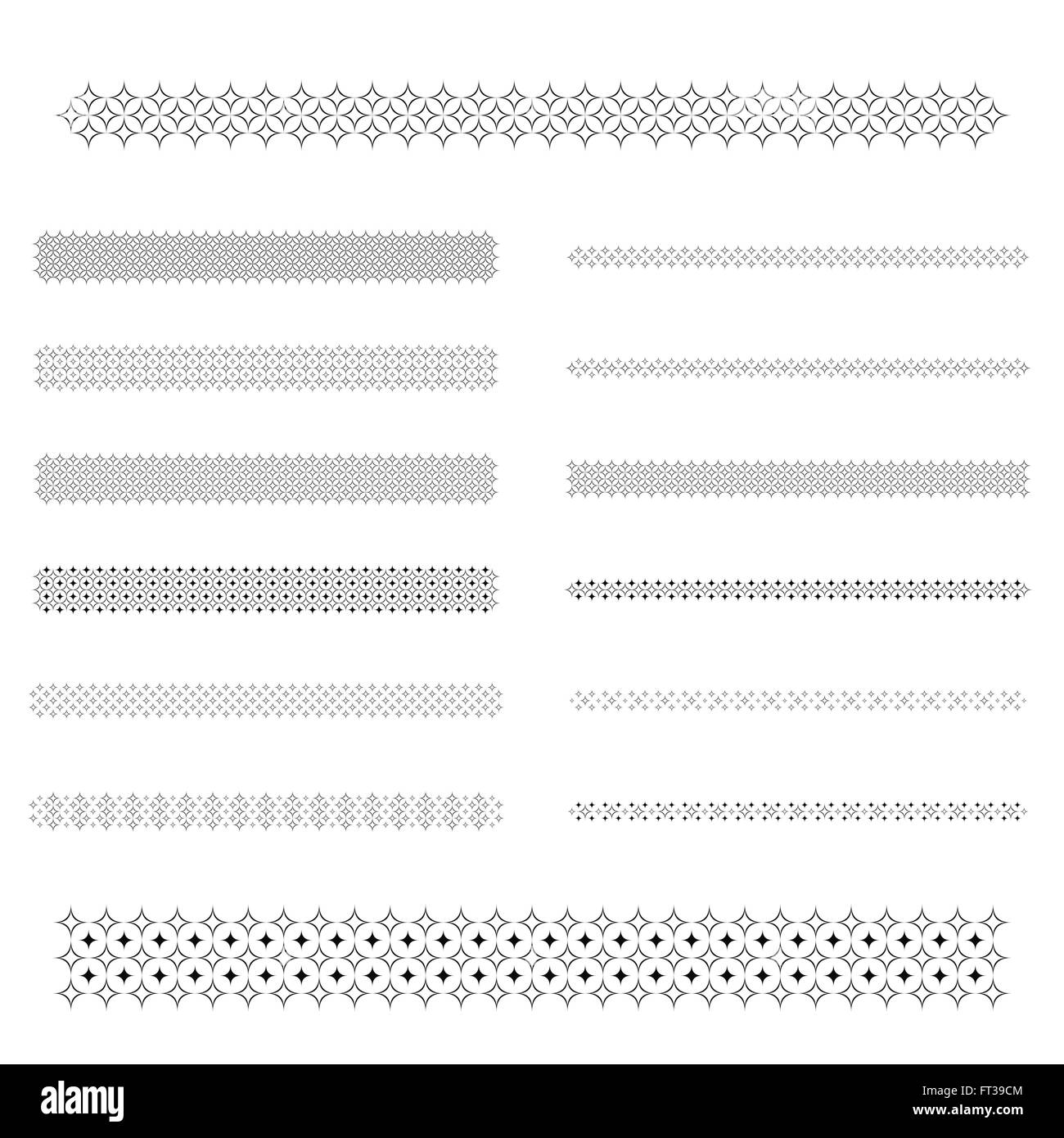 Gli elementi di design - stella curvi linea pattern impostato Illustrazione Vettoriale