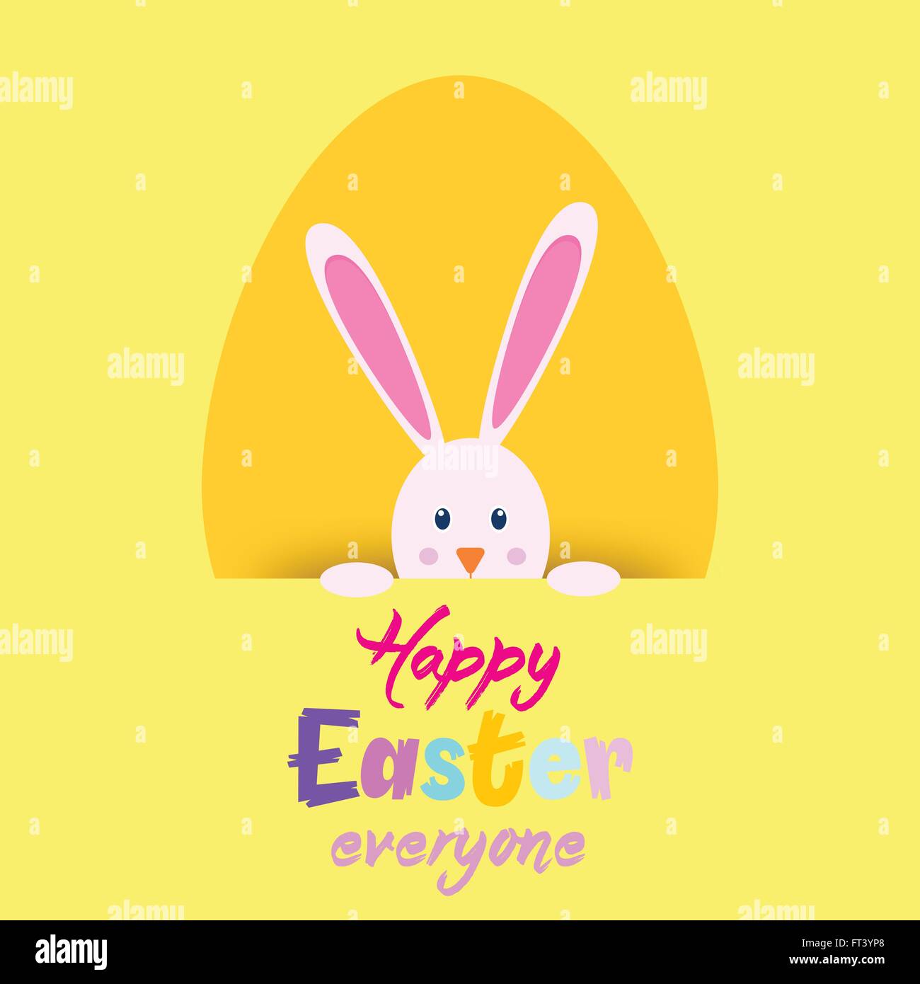 Felice Pasqua Bunny Card. Biglietto di auguri con rosa il Coniglio di Pasqua coniglietto di Pasqua. Illustrazione Vettoriale