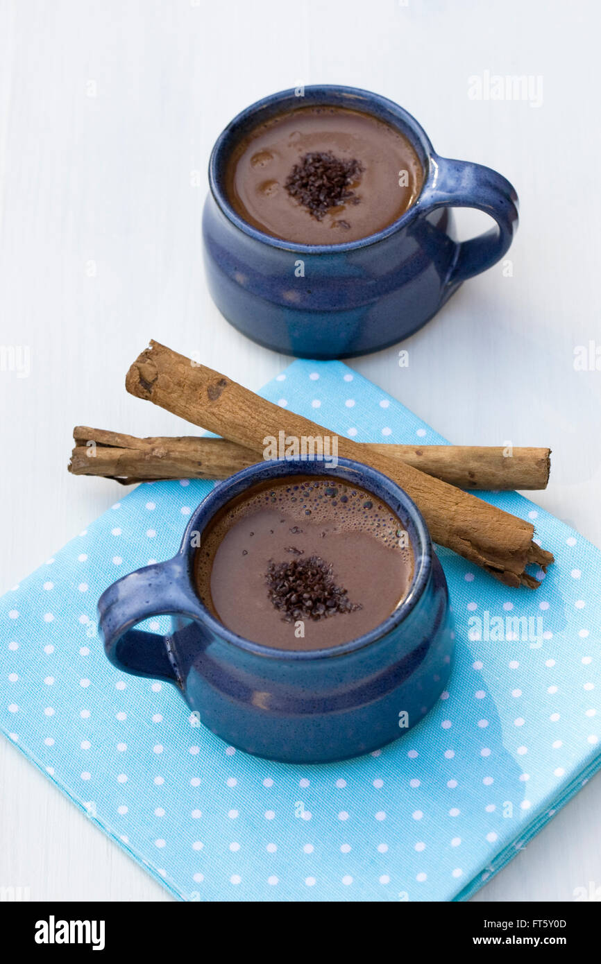 Hot cannella cioccolato. Foto Stock