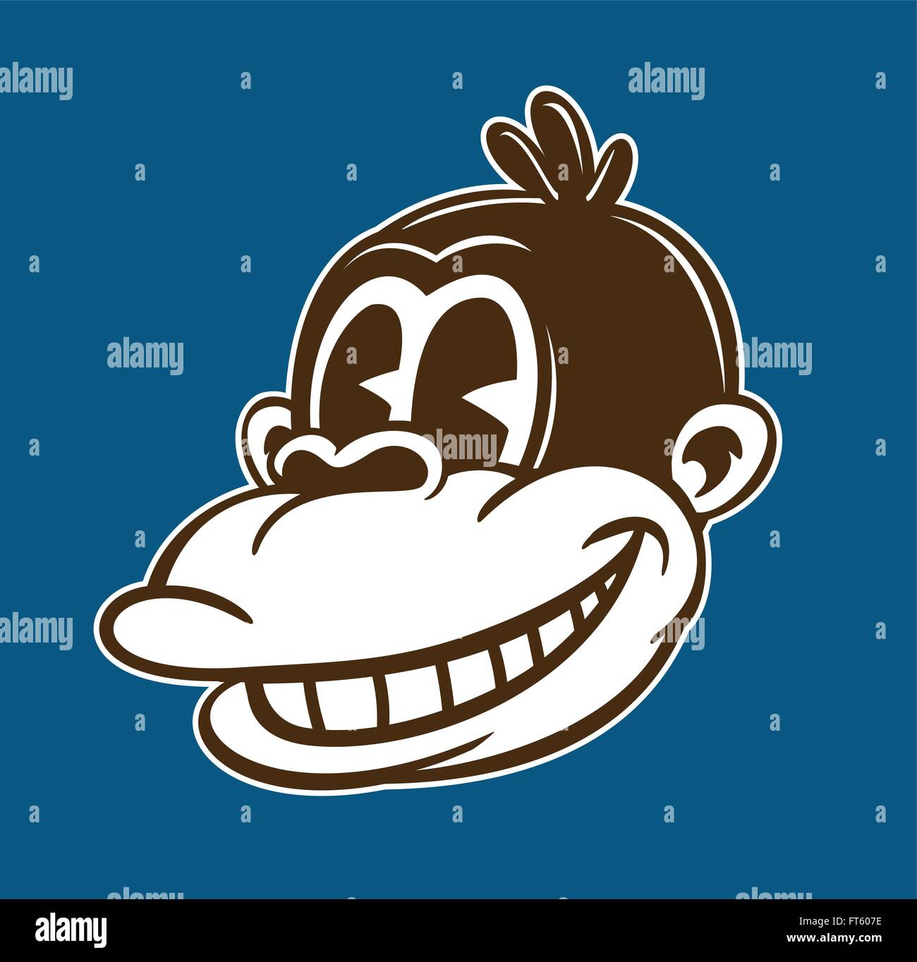 Vintage toons: retro cartoon carattere di scimmia, sorridente ape volto, stile classico illustrazione vettoriale Illustrazione Vettoriale