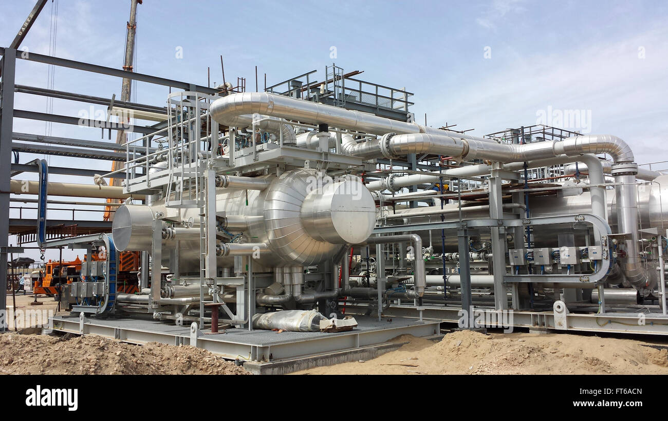 Costruzione di olio e impianto di trattamento di gas in Egitto. Foto Stock