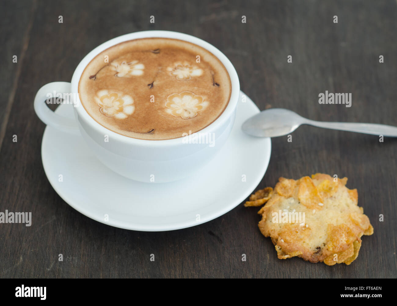 Tazza di caffè con latte art Foto Stock