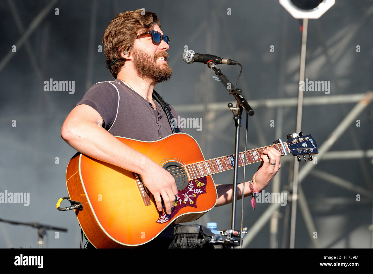 Barcellona - 29 Maggio: Acustica chitarrista e cantante di Midlake (folk rock band) in concerto presso Heineken Primavera Sound 2014. Foto Stock