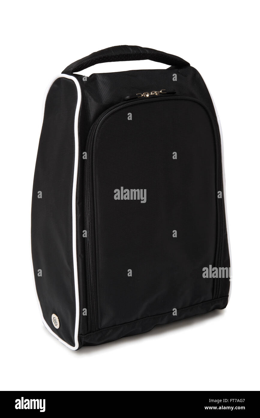 Scarpe da golf bag, colore nero per viaggi su sfondo bianco Foto Stock