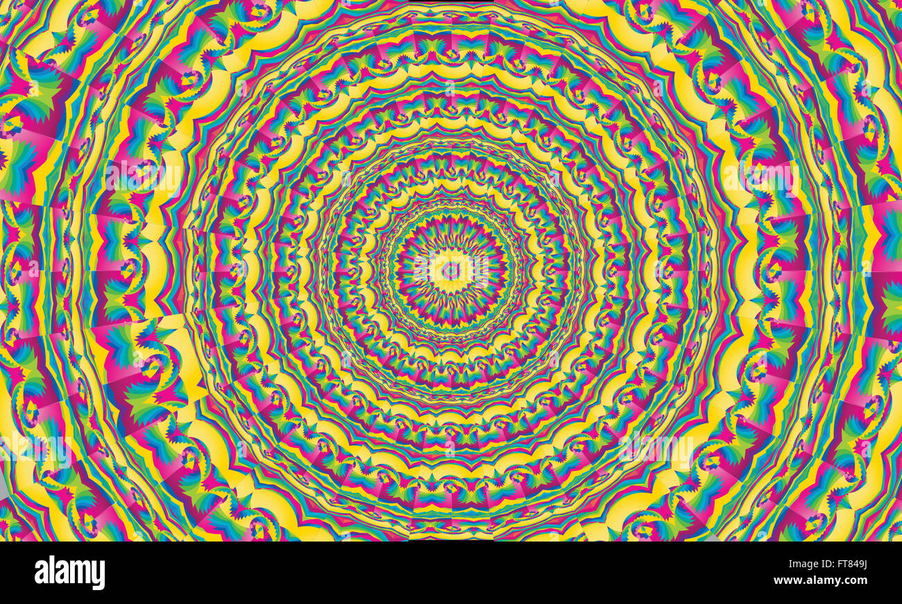 Concentrica colorato sfondo caleidoscopica / Mantra sfondo Foto Stock
