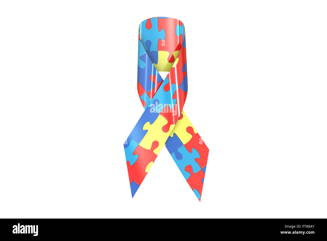 Di sensibilizzazione sull'autismo nastro, 3D rendering isolati su sfondo bianco Foto Stock