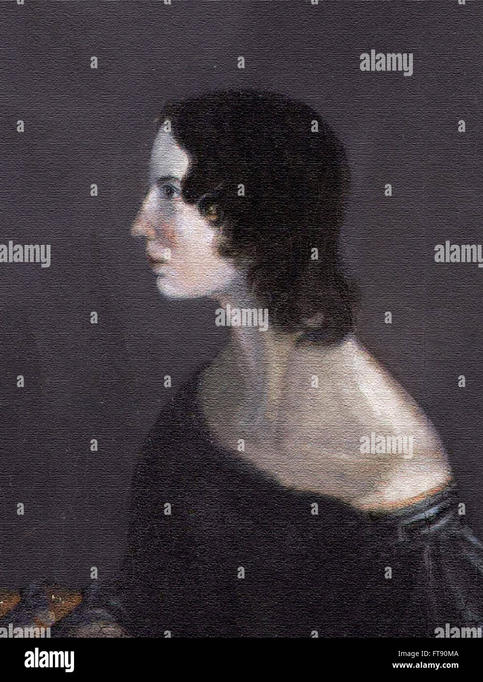 Emily Bronte. Ritratto derivato da un dipinto di suo fratello, Patrick Bramwell Bronte, c.1833 Foto Stock