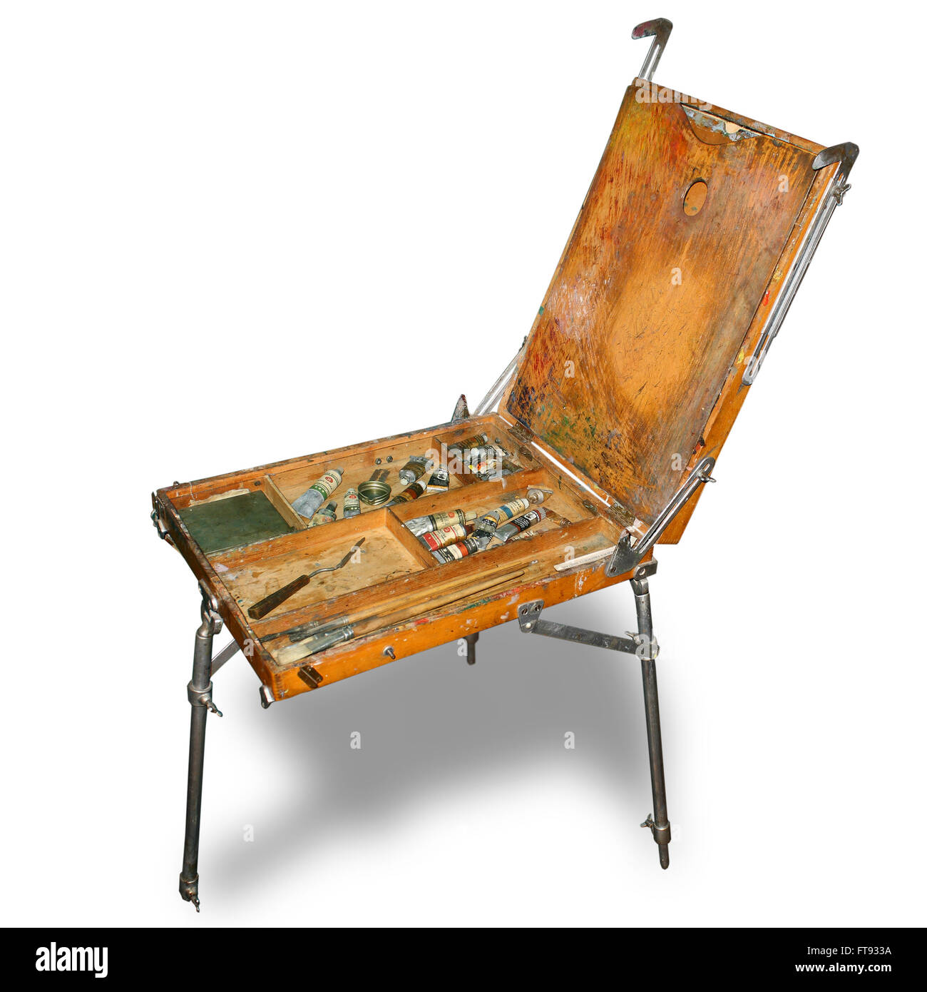 Cavalletto per il vecchio colore di legno arte pittura antica Foto Stock