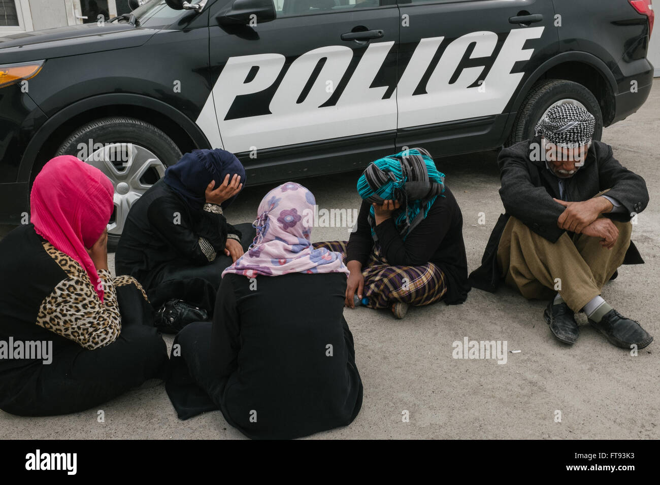 I rifugiati nel Kurdistan iracheno camp - 14/03/2016 - Iraq / Kurdistan iracheno - Centinaia di mendicanti di rifugiati, per la maggior parte bambini sono Foto Stock