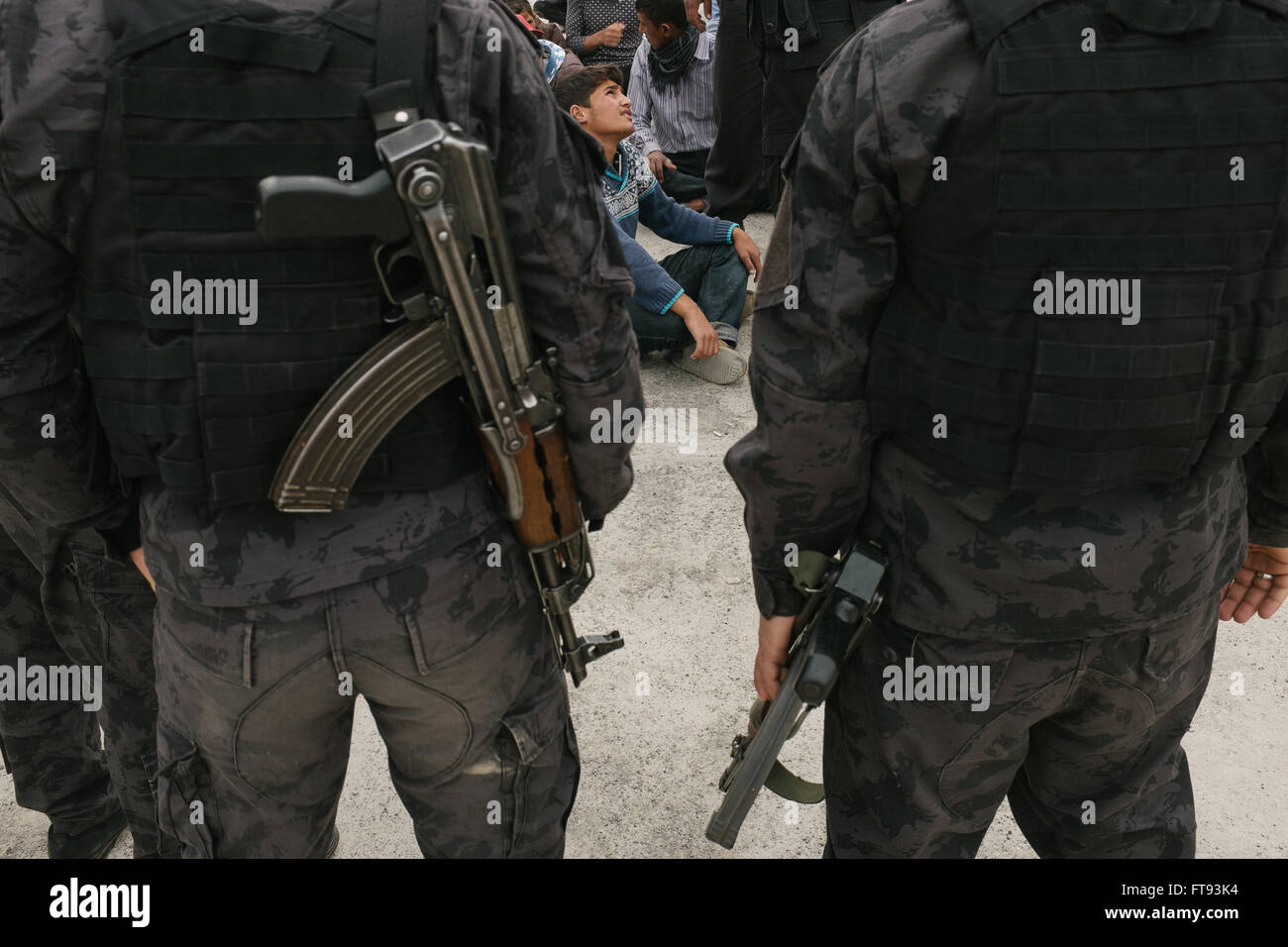 I rifugiati nel Kurdistan iracheno camp - 14/03/2016 - Iraq / Kurdistan iracheno - Centinaia di mendicanti di rifugiati, per la maggior parte bambini sono Foto Stock