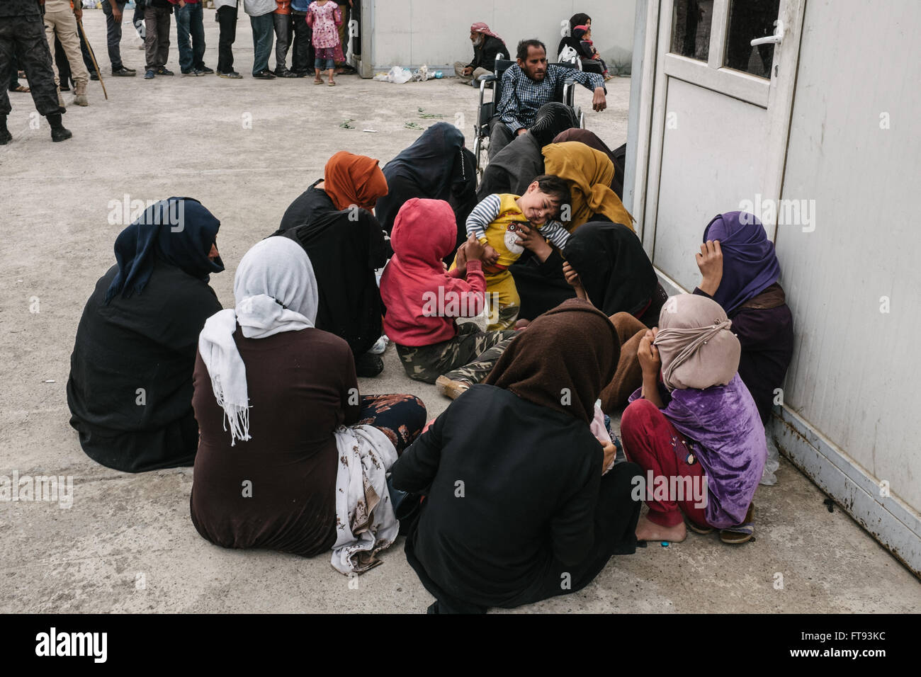 I rifugiati nel Kurdistan iracheno camp - 14/03/2016 - Iraq / Kurdistan iracheno - Centinaia di mendicanti di rifugiati, per la maggior parte bambini sono Foto Stock