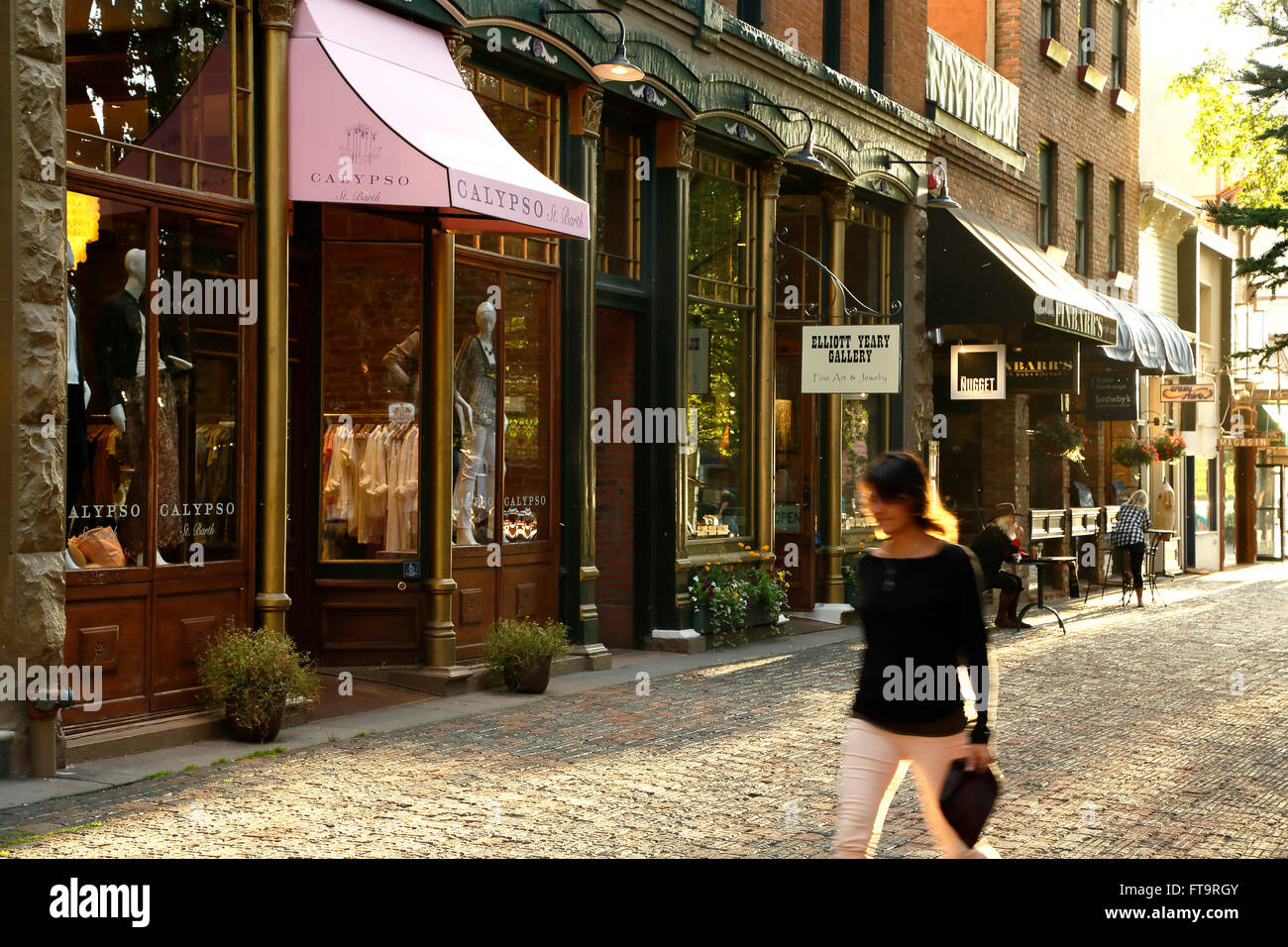 Scena di strada, Hyman Avenue Mall, Aspen Colorado, STATI UNITI D'AMERICA Foto Stock