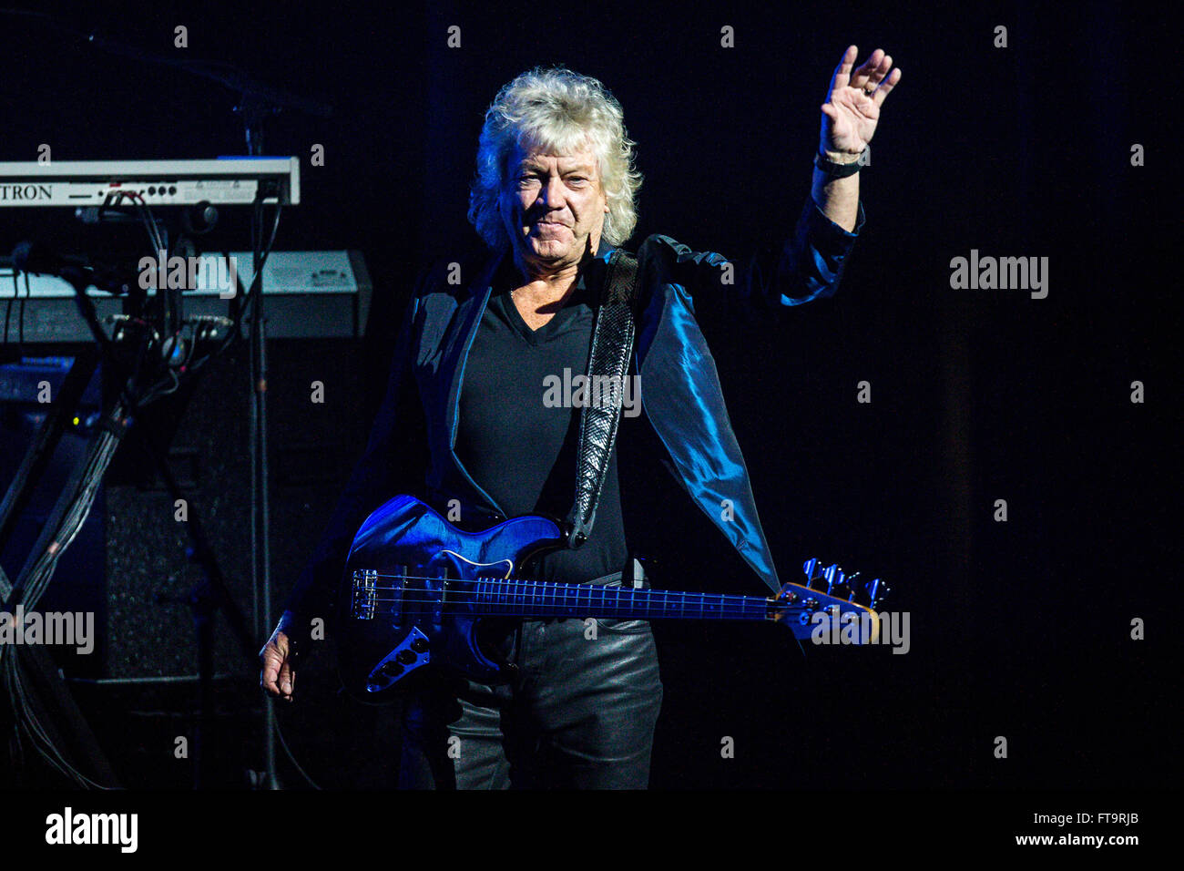 Classic Rock Band The Moody Blues si esibisce dal vivo in concerto il loro 2016-2017 World Tour. Foto Stock