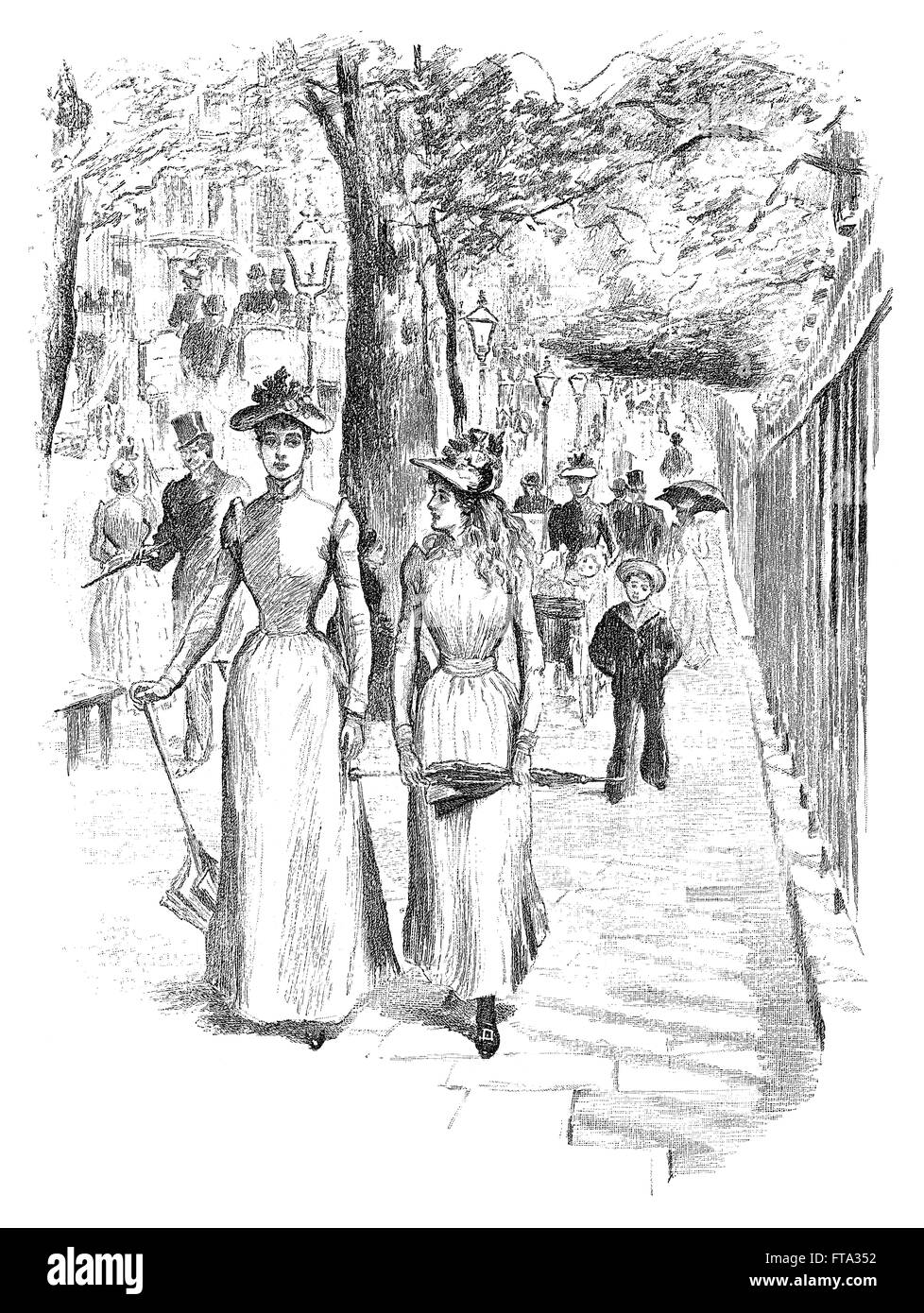 Bianco e nero incisione di una strada di Londra in scena a Piccadilly. Foto Stock