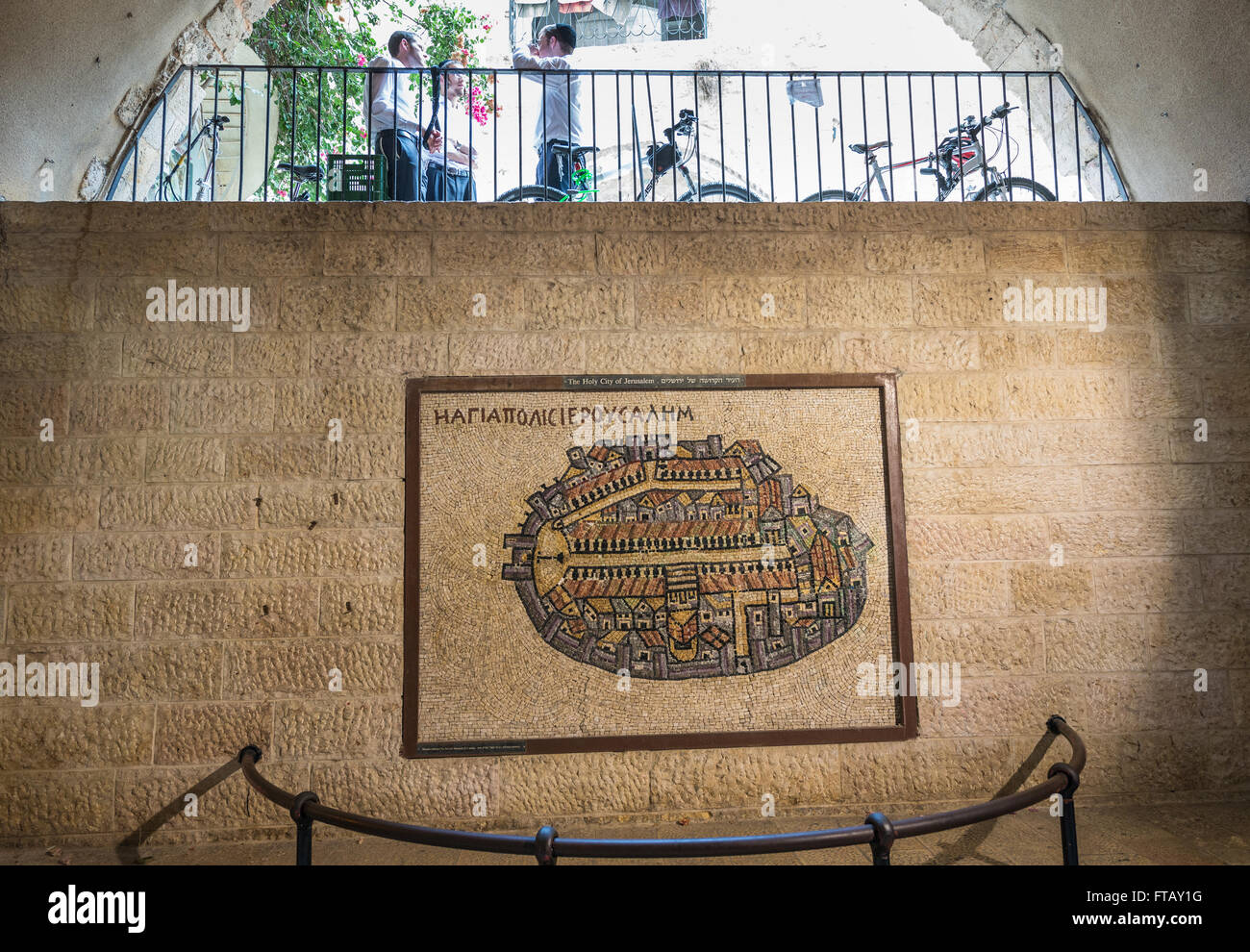 Mosaico di antica Gerusalemme al Cardo Street a Gerusalemme, Israele Foto Stock