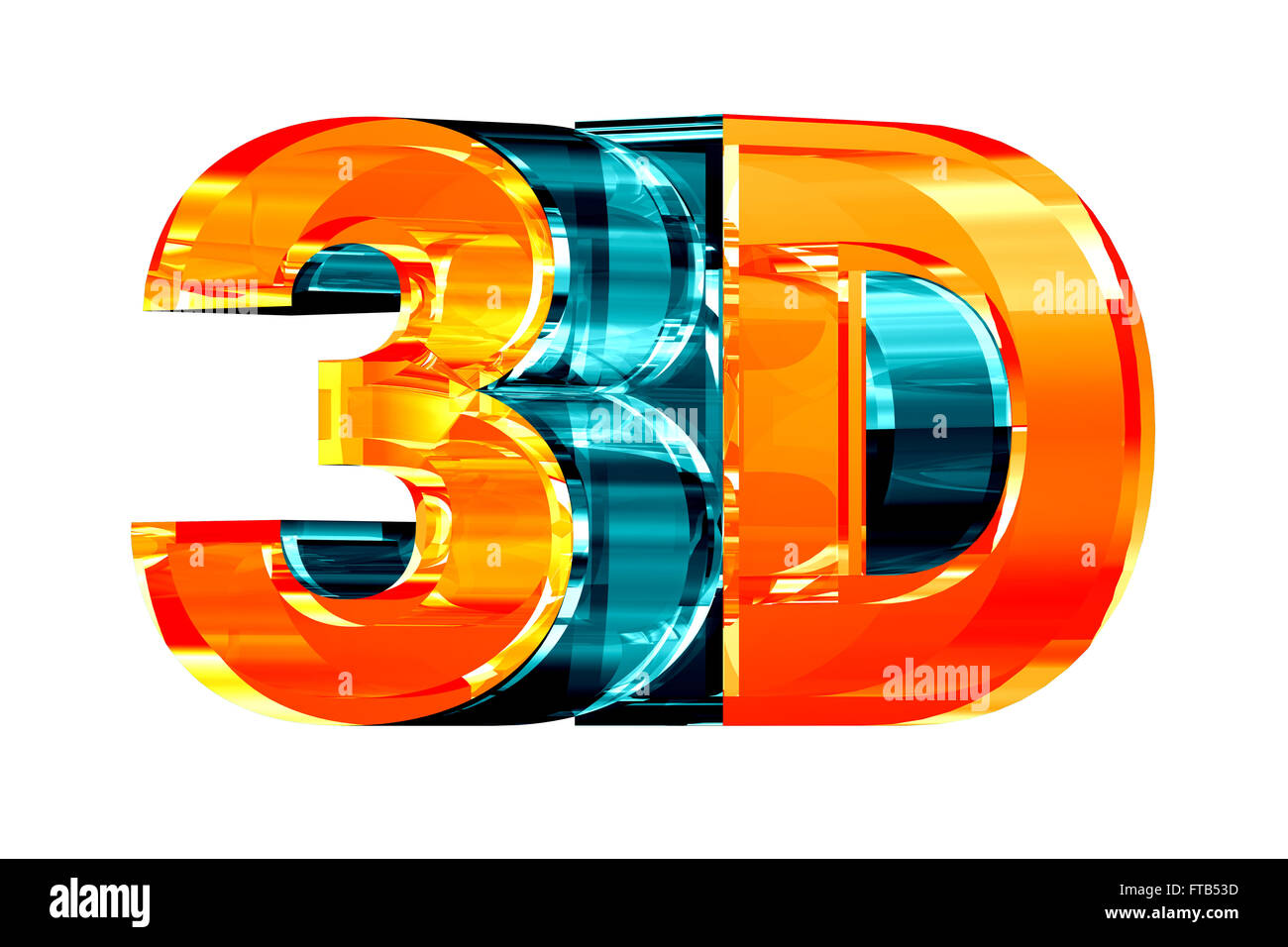 3D il Logo di vetro. Modello 3D su sfondo bianco. Foto Stock