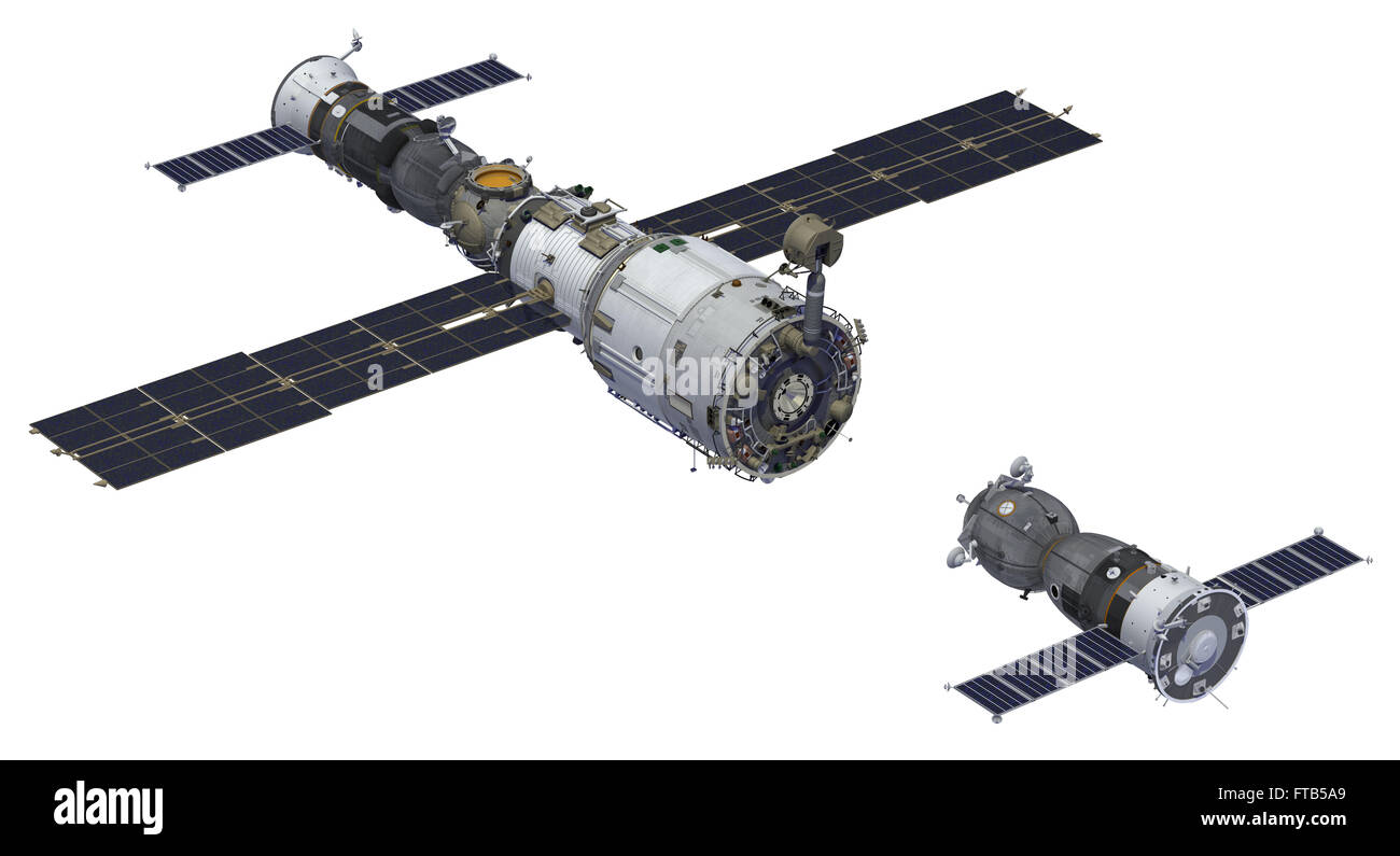 Stazione di spazio e veicoli spaziali Foto Stock