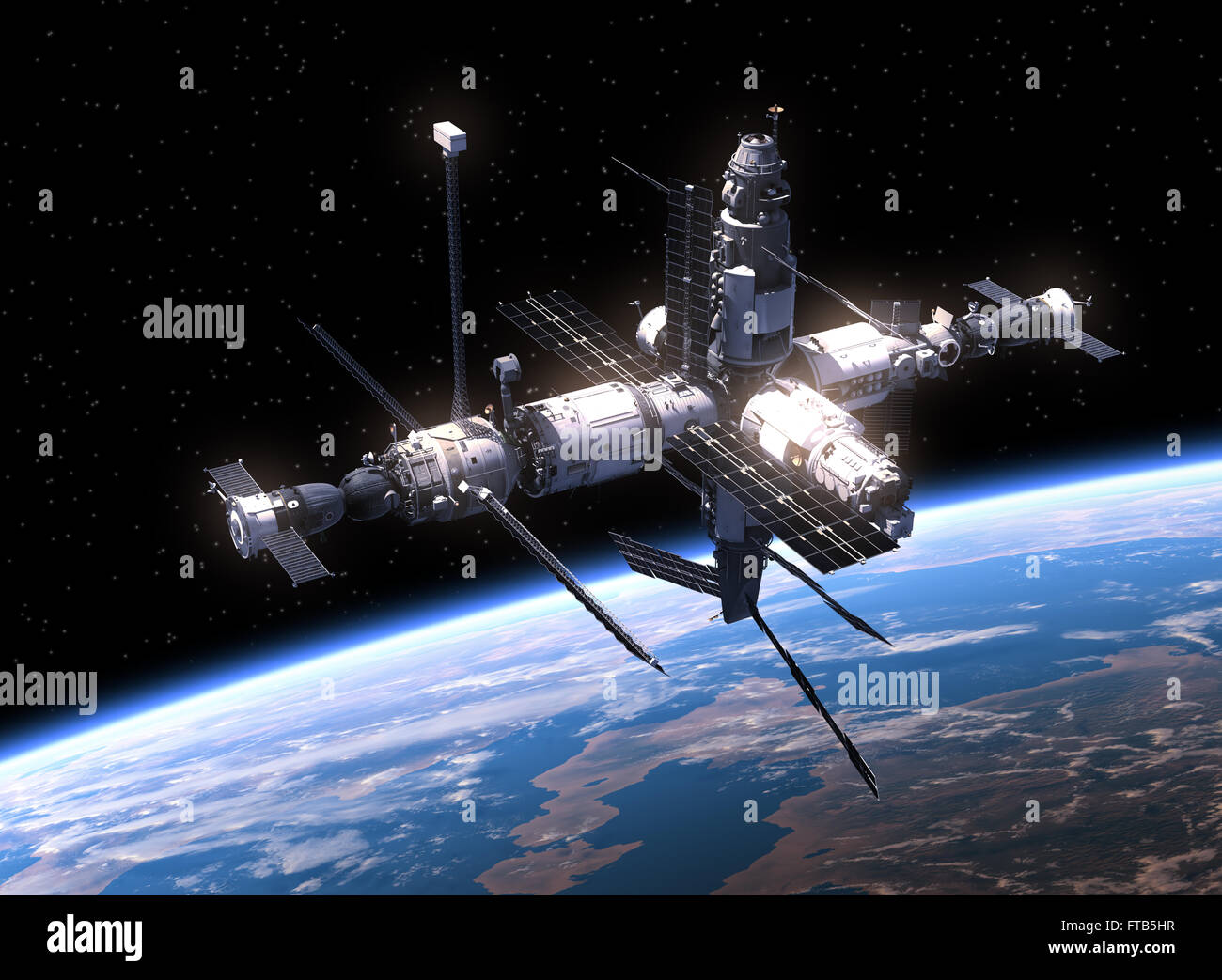 La stazione spaziale in orbita attorno alla terra Foto Stock