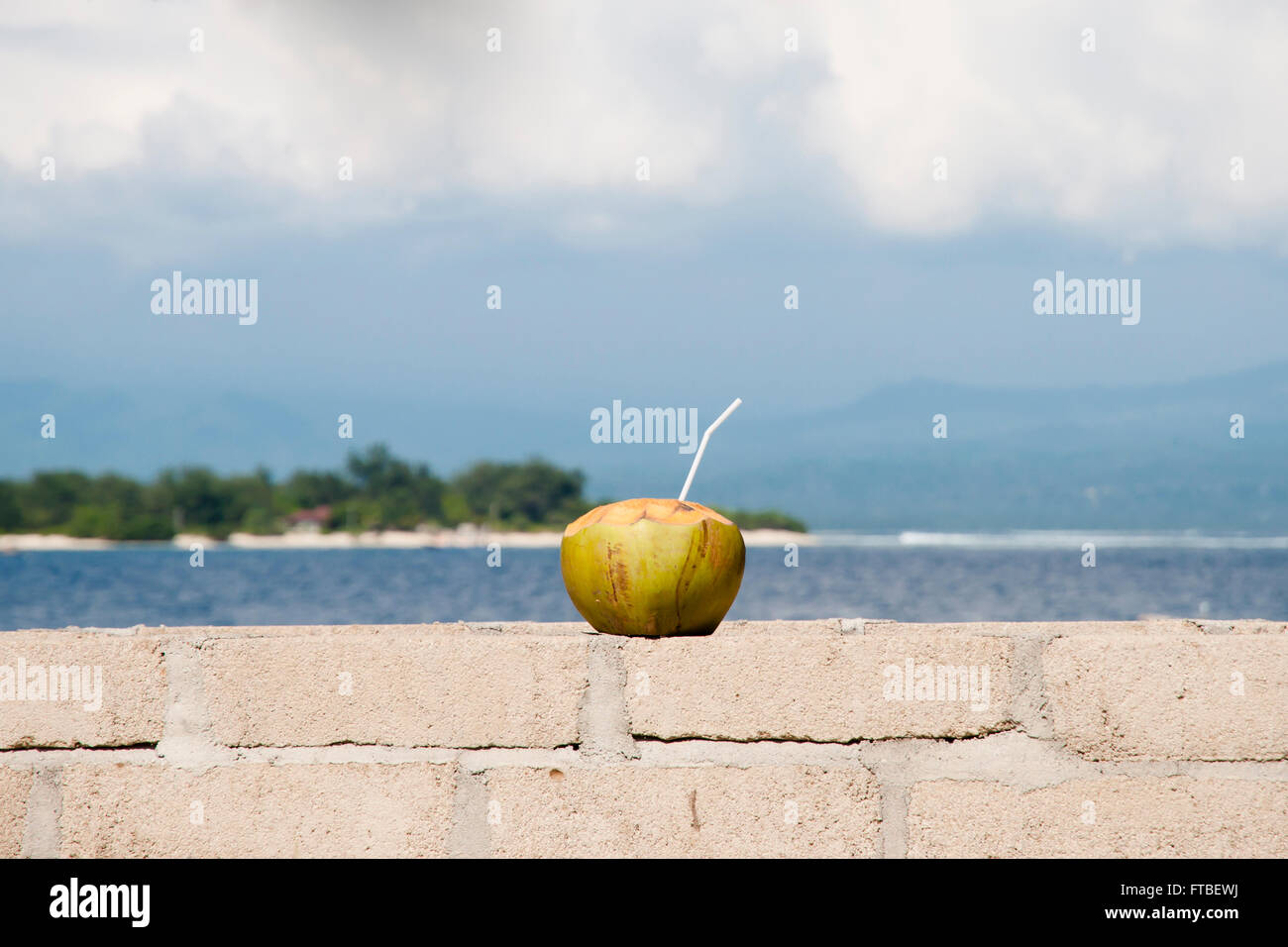 Drink di cocco - isole Gili - Indonesia Foto Stock