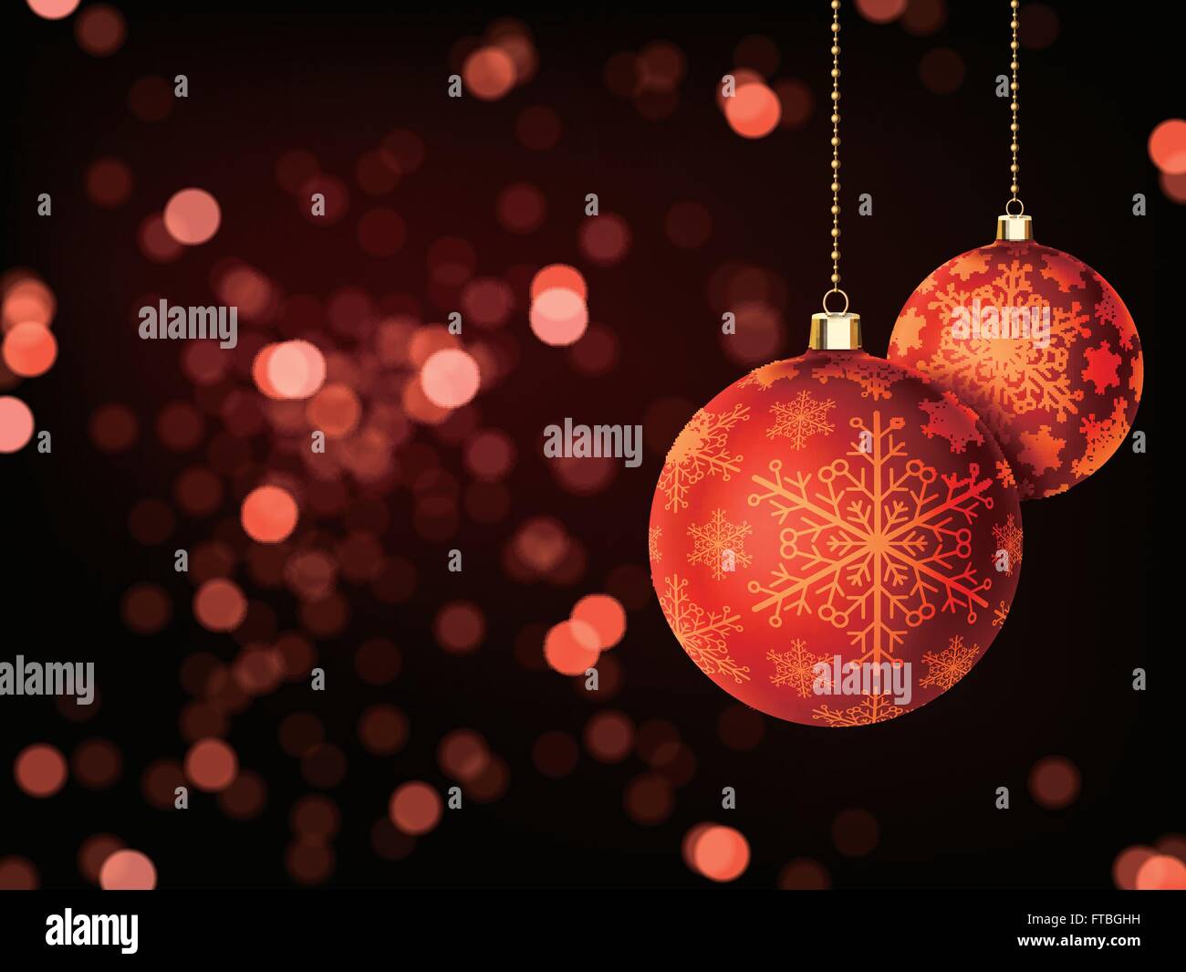 Splendida Merry Christmas background design con elementi baubles Illustrazione Vettoriale