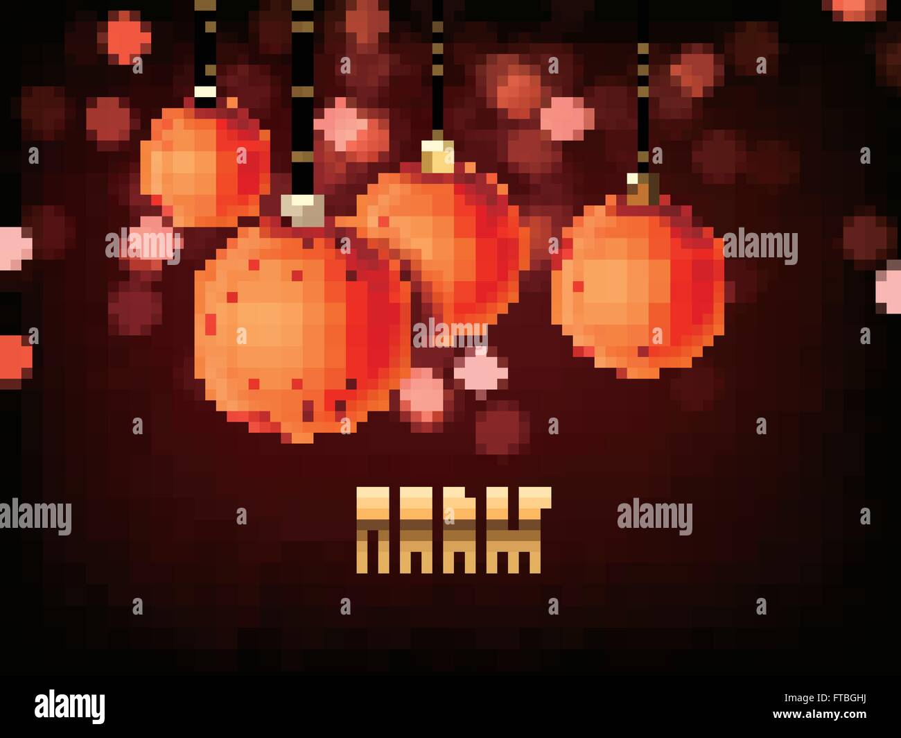 Splendida Merry Christmas background design con elementi baubles Illustrazione Vettoriale