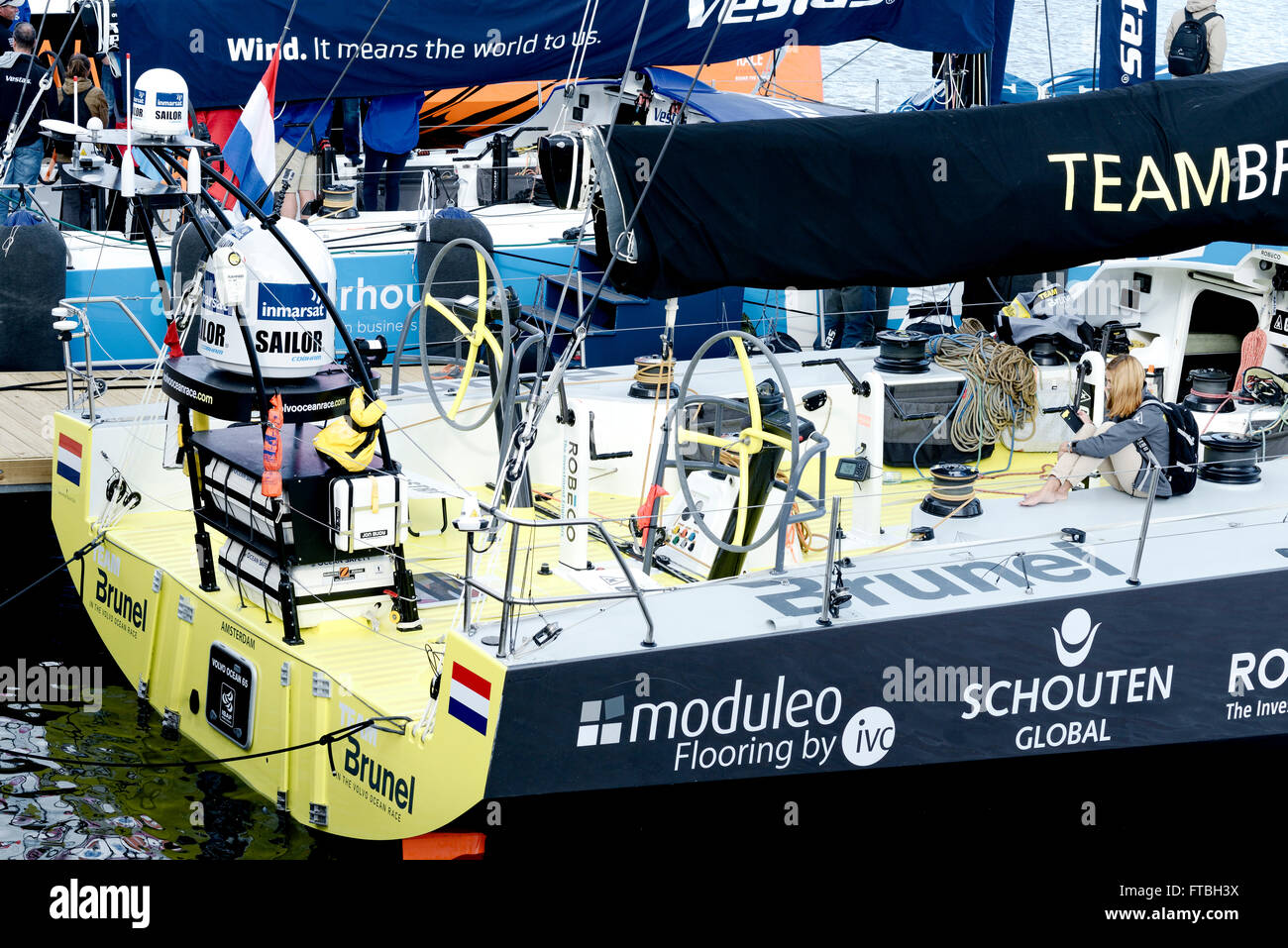 Barca Brunel a Cape Town, Sud Africa. Volvo Ocean Race 2014-2015 Foto Stock