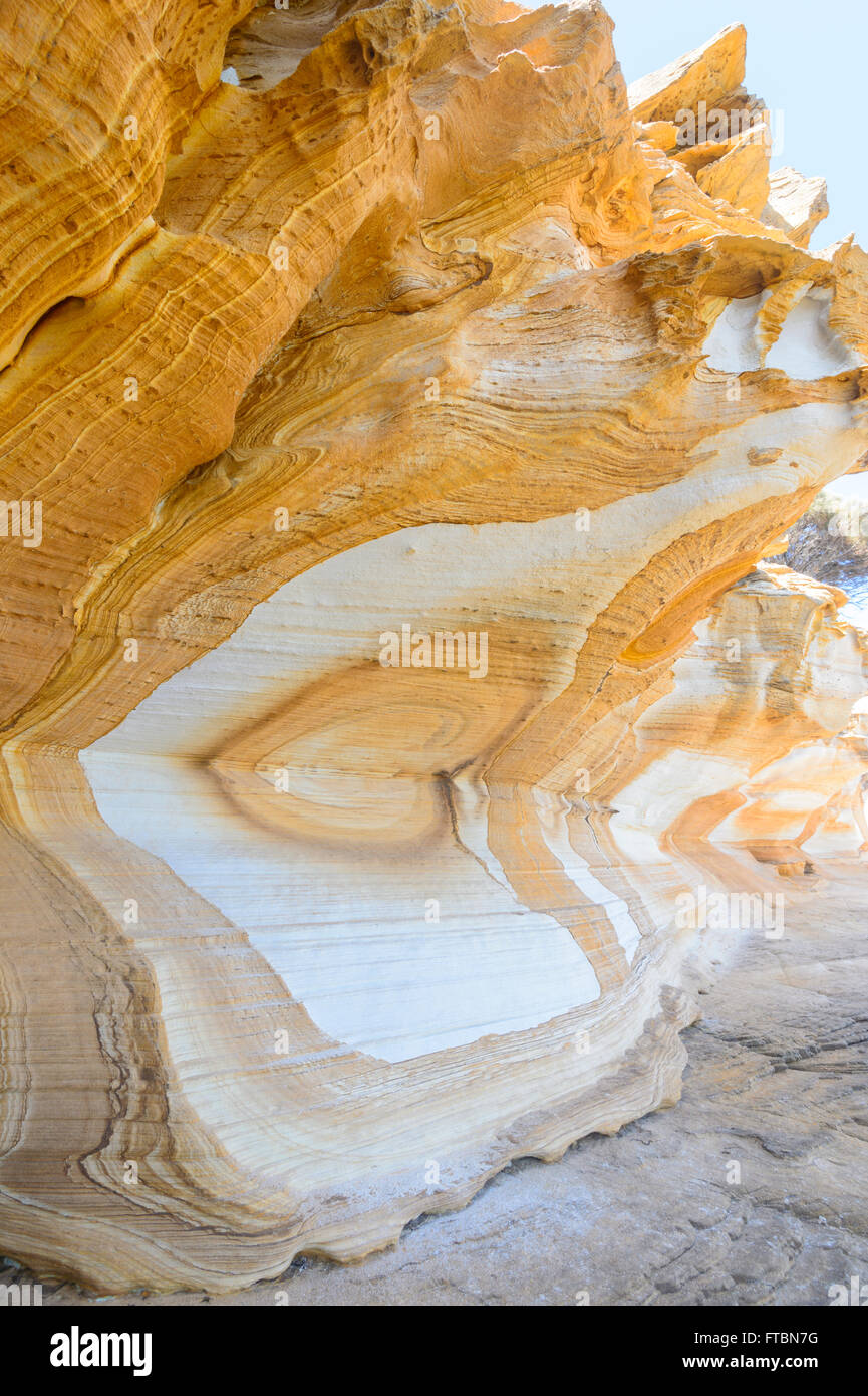 Dipinto di scogliere, Maria Island National Park, la Tasmania, Australia Foto Stock