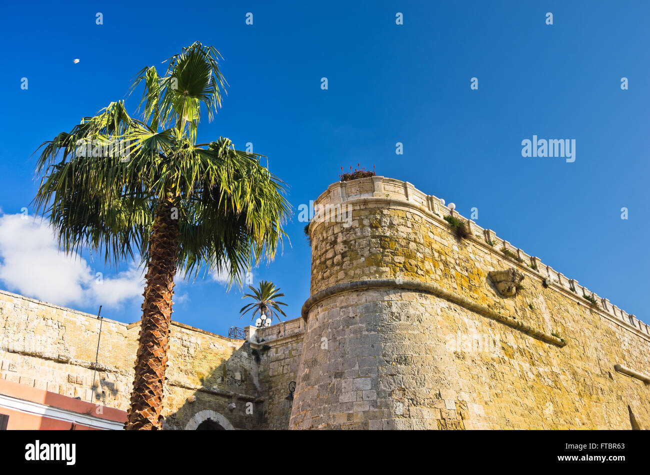 I dettagli architettonici della vecchia fortezza Bastione di Saint Remy, a Cagliari, Sardegna Foto Stock