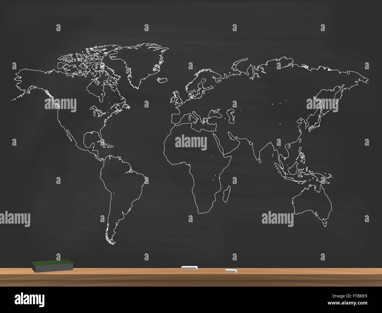 Lavagna realistiche mappa del mondo illustrazione Illustrazione Vettoriale