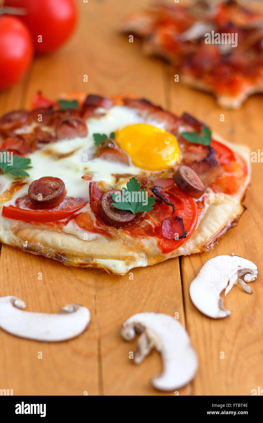 Mini colazione casalinga Pizza Foto Stock