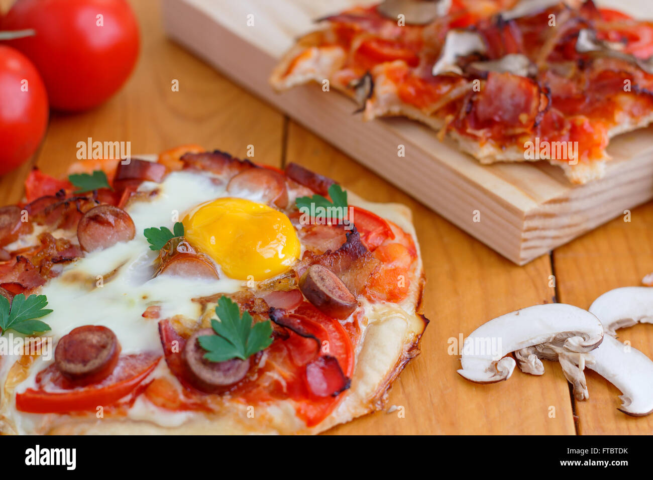 Mini colazione casalinga Pizza Foto Stock
