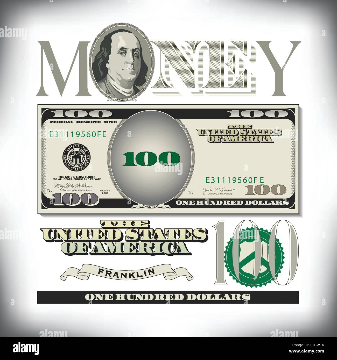 Ci varie bill elementi per la stampa o il web Usa Illustrazione Vettoriale
