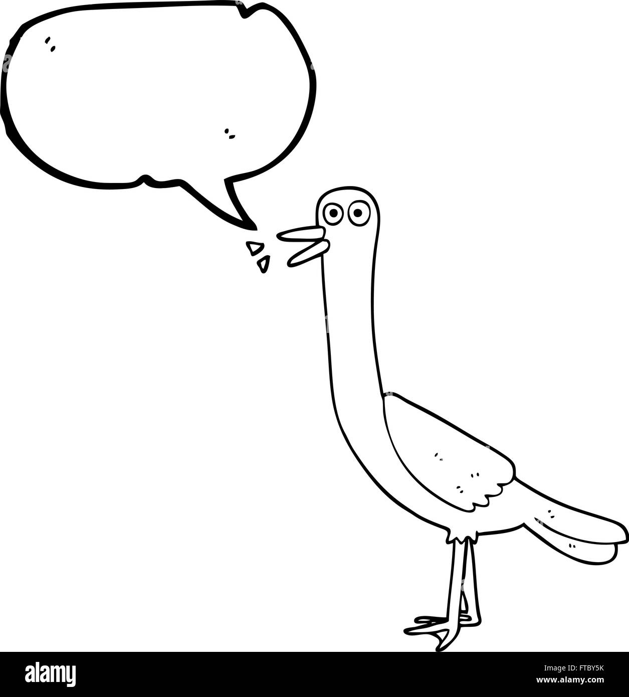 Disegnate a mano libera discorso bolla cartoon bird Illustrazione Vettoriale