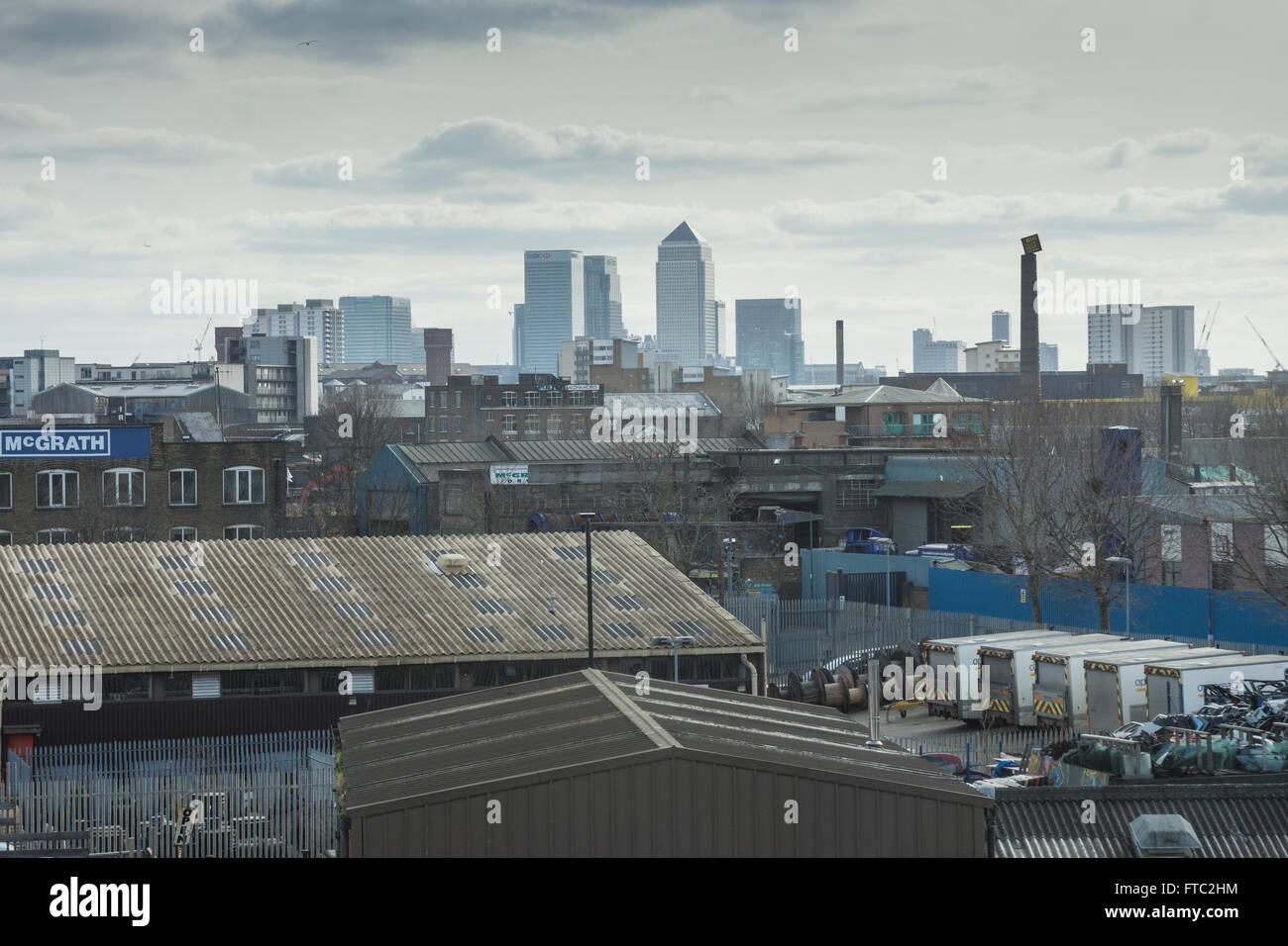 Lo stoppino di Hackney, Londra paesaggio industriale Foto Stock