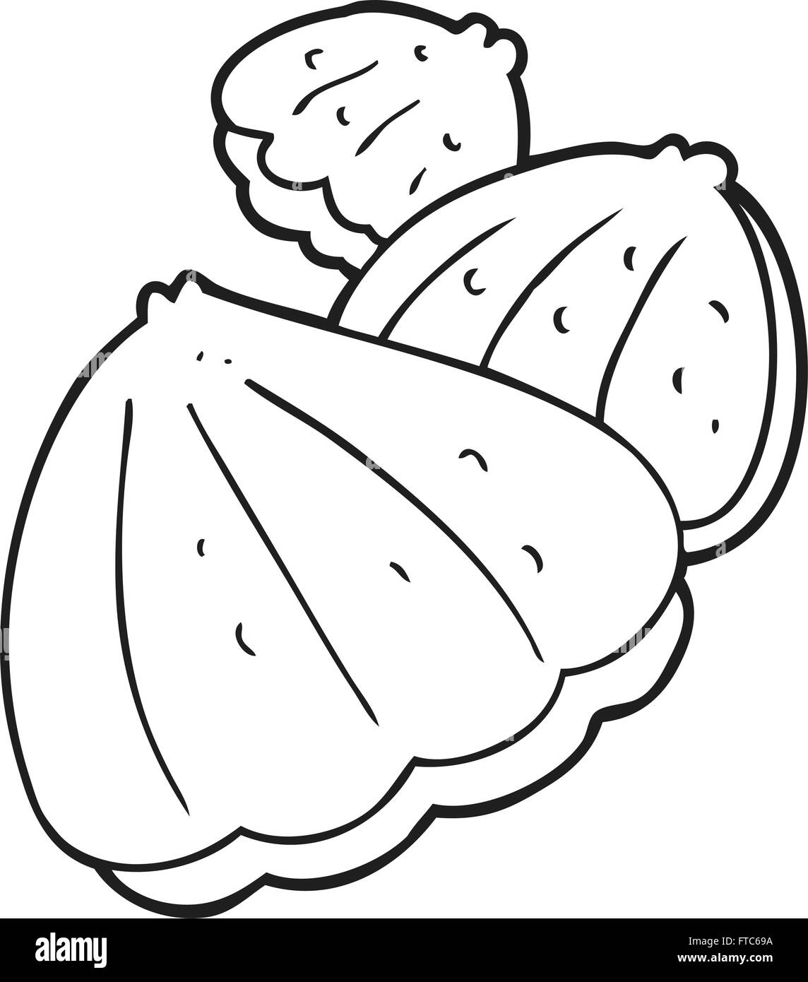 Freehand disegnati in bianco e nero cartoon ostriche Illustrazione Vettoriale
