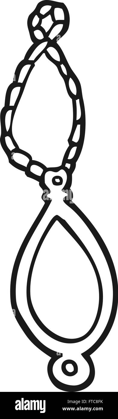 Freehand disegnati in bianco e nero cartoon pendente rosso Illustrazione Vettoriale